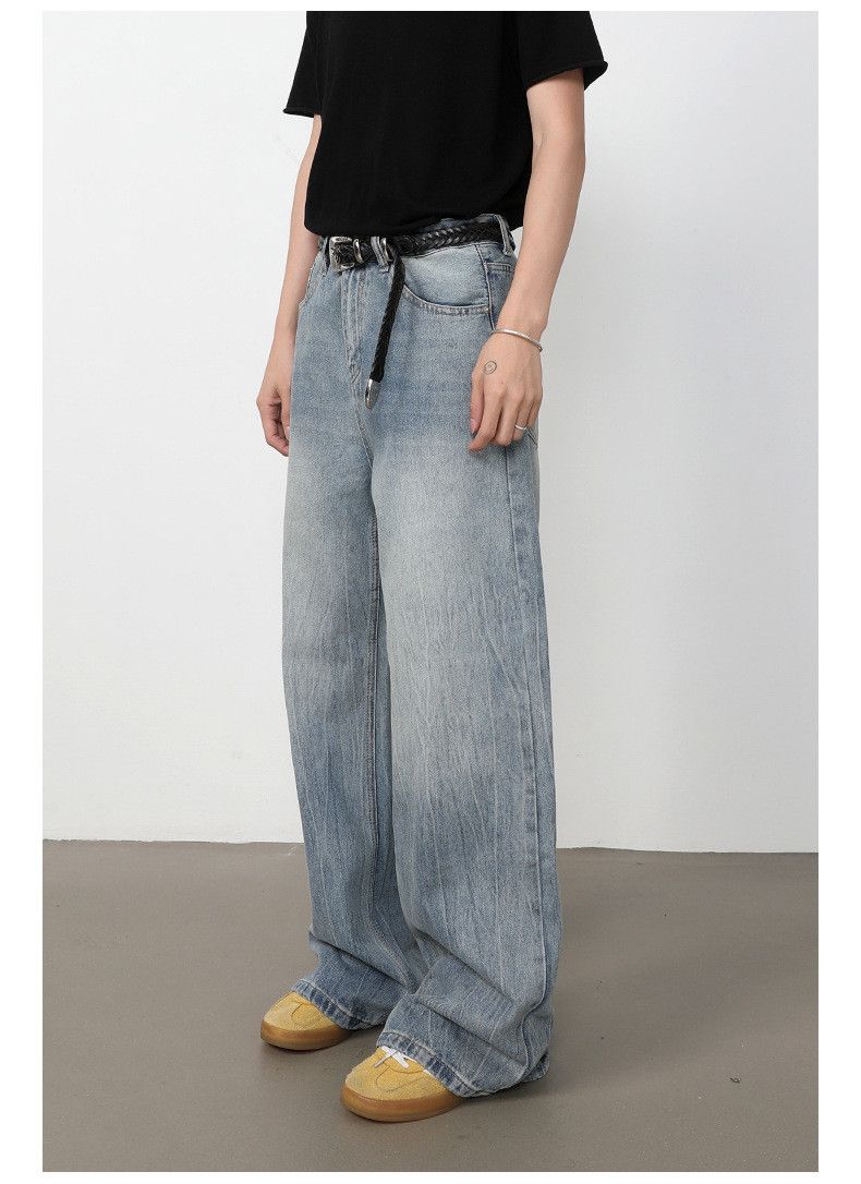 Japanese Brand Men's American Retro Washed Loose-Fit Straight-Leg Jeans Size US 32 / EU 48 - 4 Thumbnail