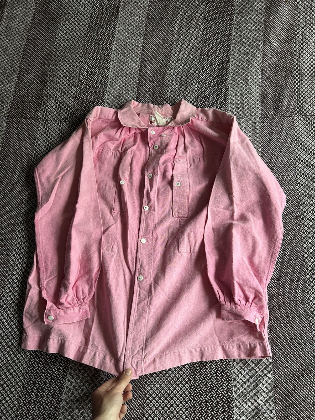Japanese Brand × Vintage Vintage 70s Heavy Workwear Shirt Polo Manufacture Faded Size US XXL / EU 58 / 5 - 3 Thumbnail