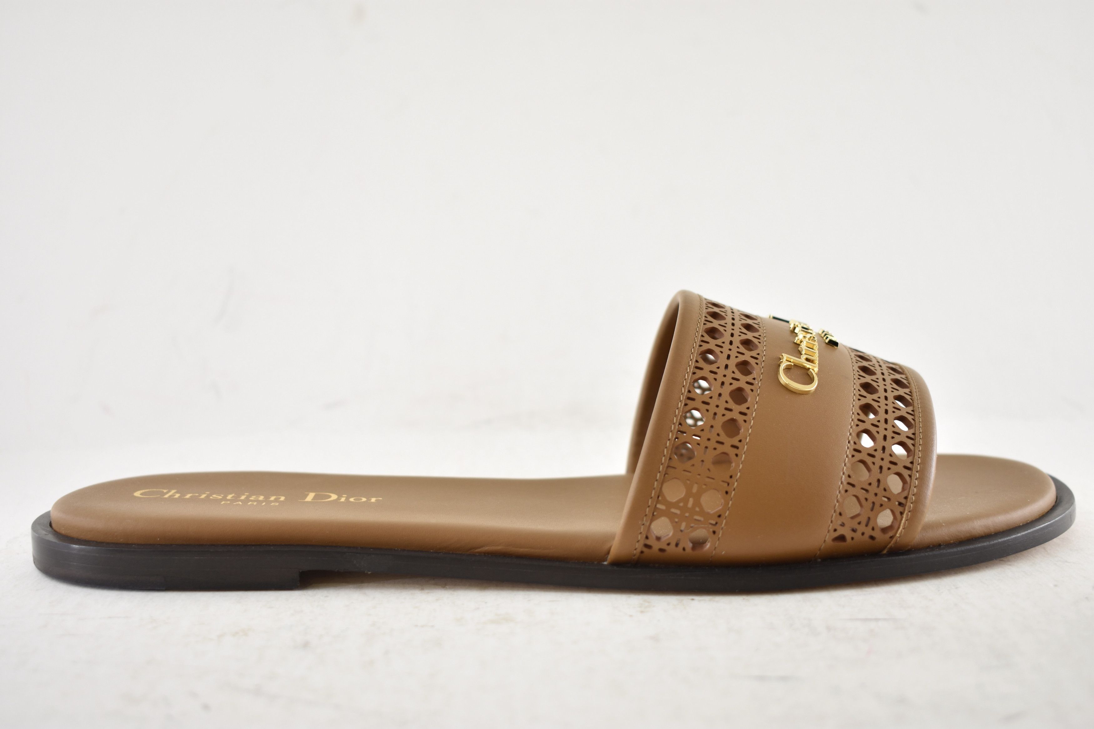 Dior Dior D-Lane Dway Micro Cannage Leather Slide Flat Sandal 37 Size US 7 / IT 37 - 2 Thumbnail