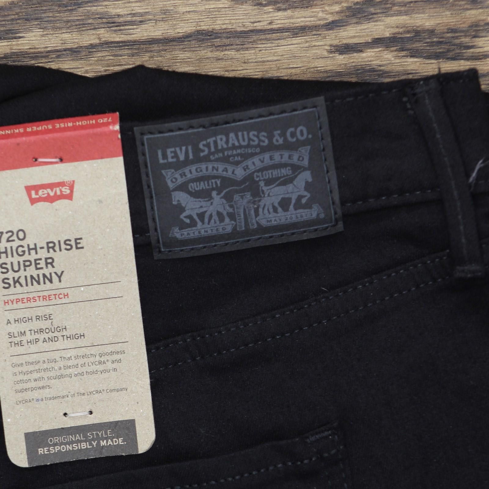 Levi's Nwt Levis 720 Rise Super Skinny Jeans Pants Black Night 24w Size 42" / US 20 - 4 Thumbnail