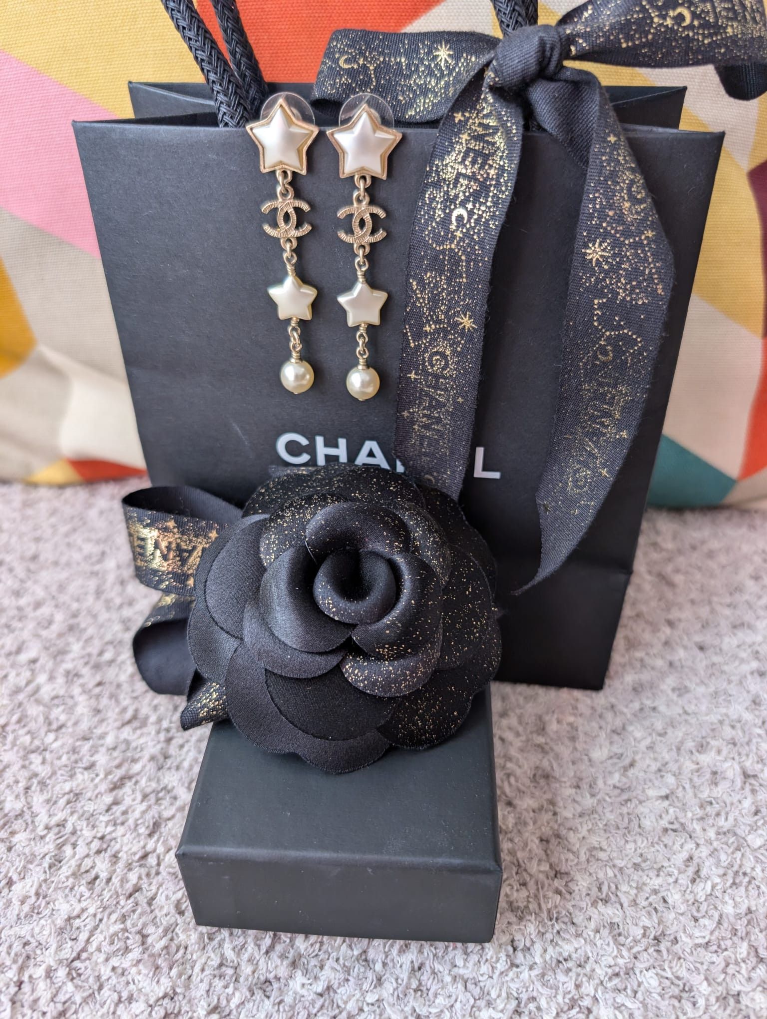 Chanel Chanel CC A17B GHW Pearl Star Long Logo Earrings box Size ONE SIZE - 3 Thumbnail