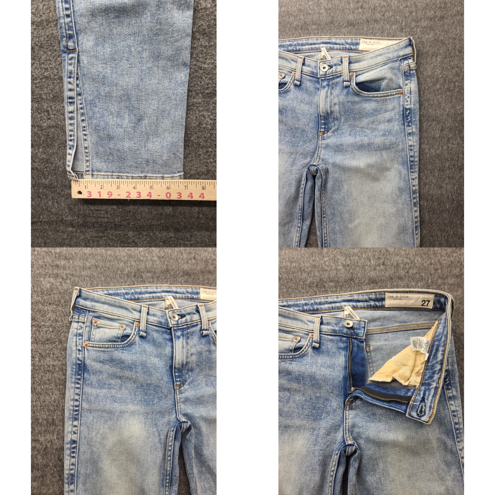 Rag & Bone rag & bone Jeans Womens 27x32 Cate Mid Rise Flared Cloudy Light Wash Stretch Denim Blue 27 Regular Inseam 32 Womens Jeans Size 27" / US 4 / IT 40 - 8 Thumbnail