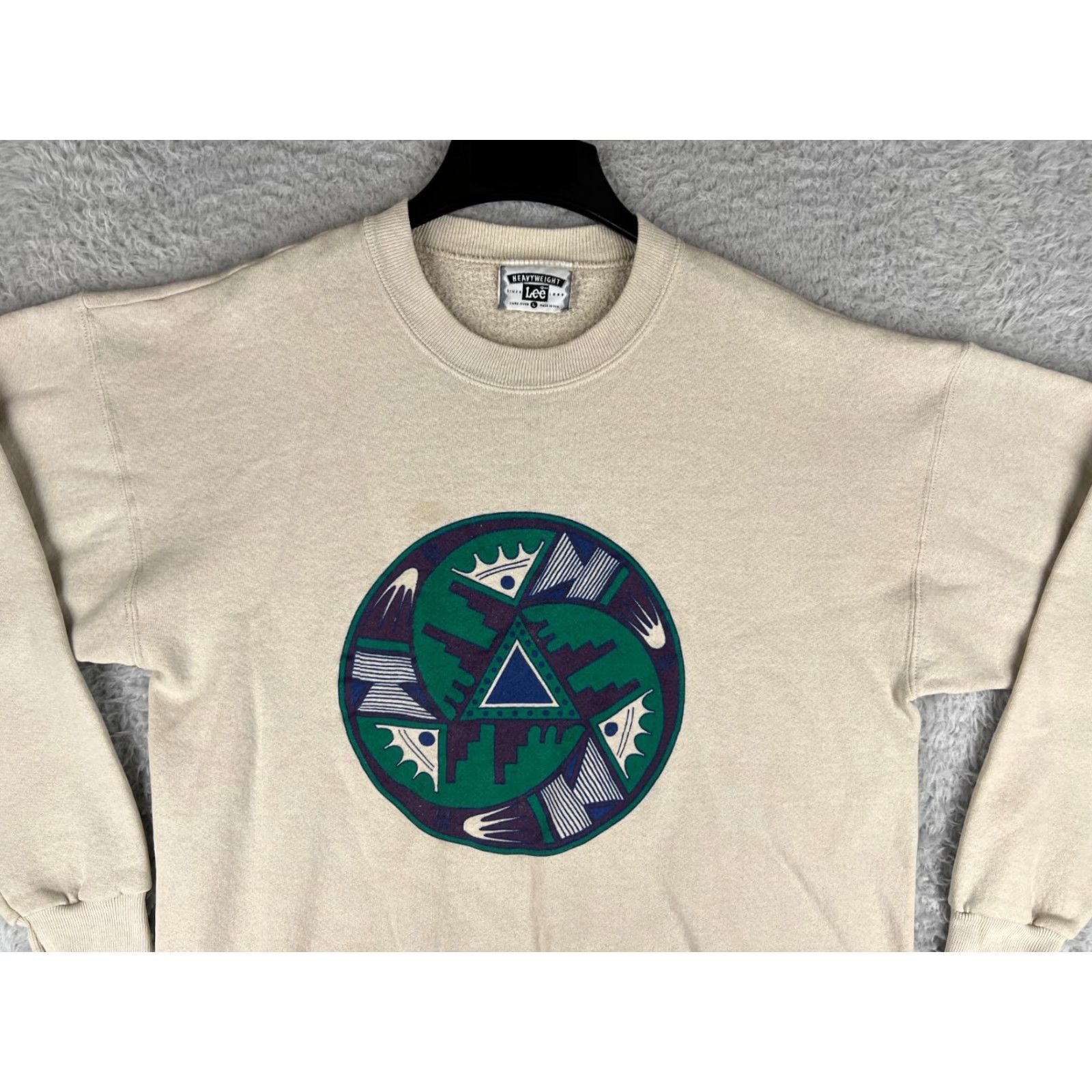 Lee VINTAGE Lee Sweater Mens Large Beige Southwestern Aztec Logo USA Size US L / EU 52-54 / 3 - 5 Thumbnail