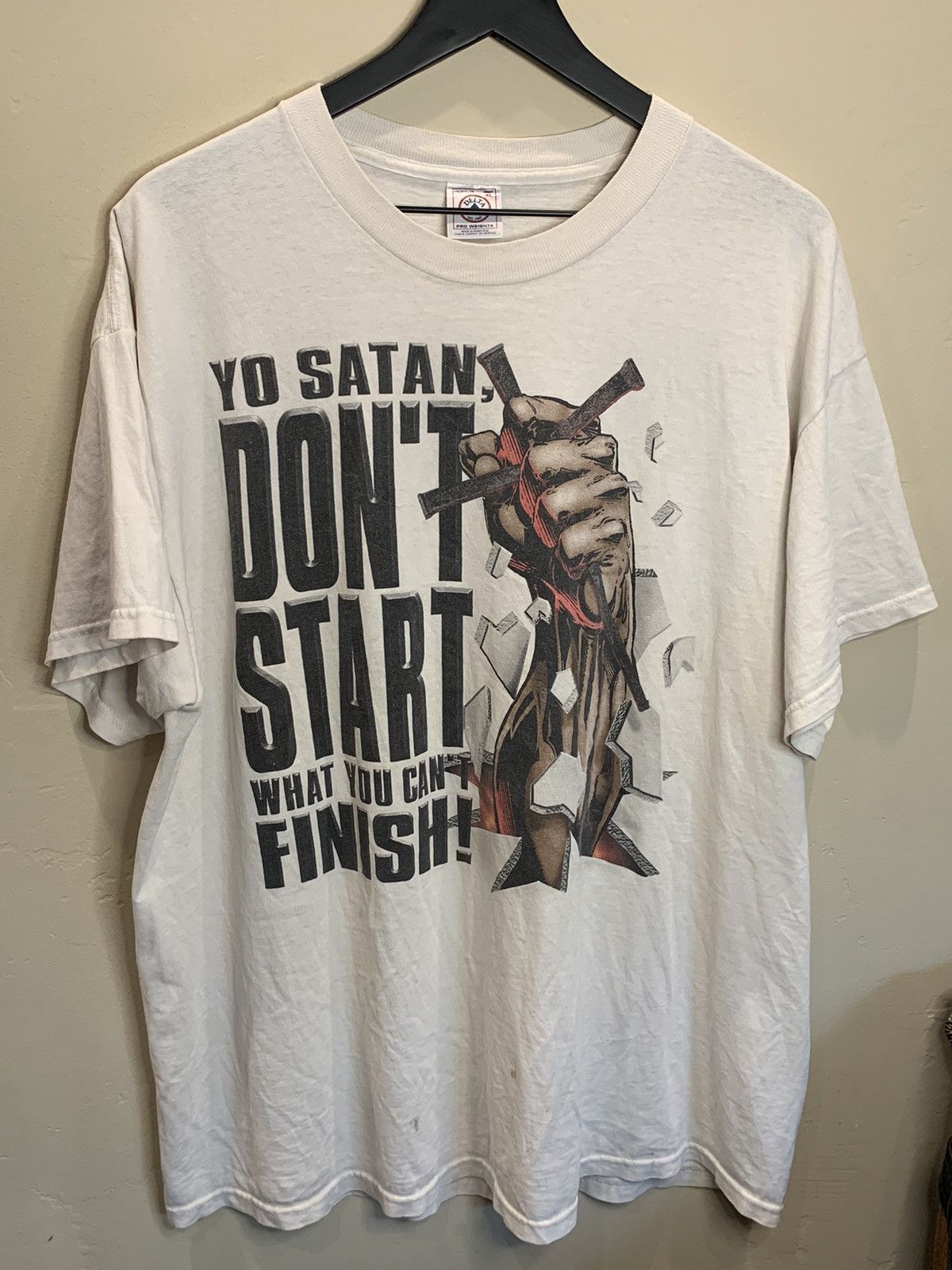 *RARE* Vintage Yo Satan Dont Start Jesus Verses Wear T-Shirt