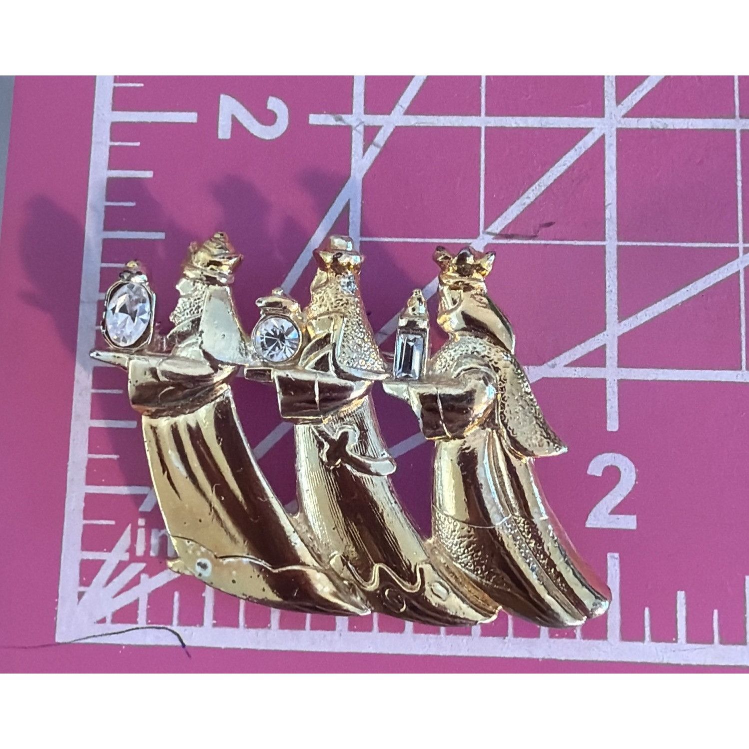 Other Vtg Three Wise Men Gold Tone Brooch Pin Danecraft Clear Rhin Size ONE SIZE - 3 Thumbnail