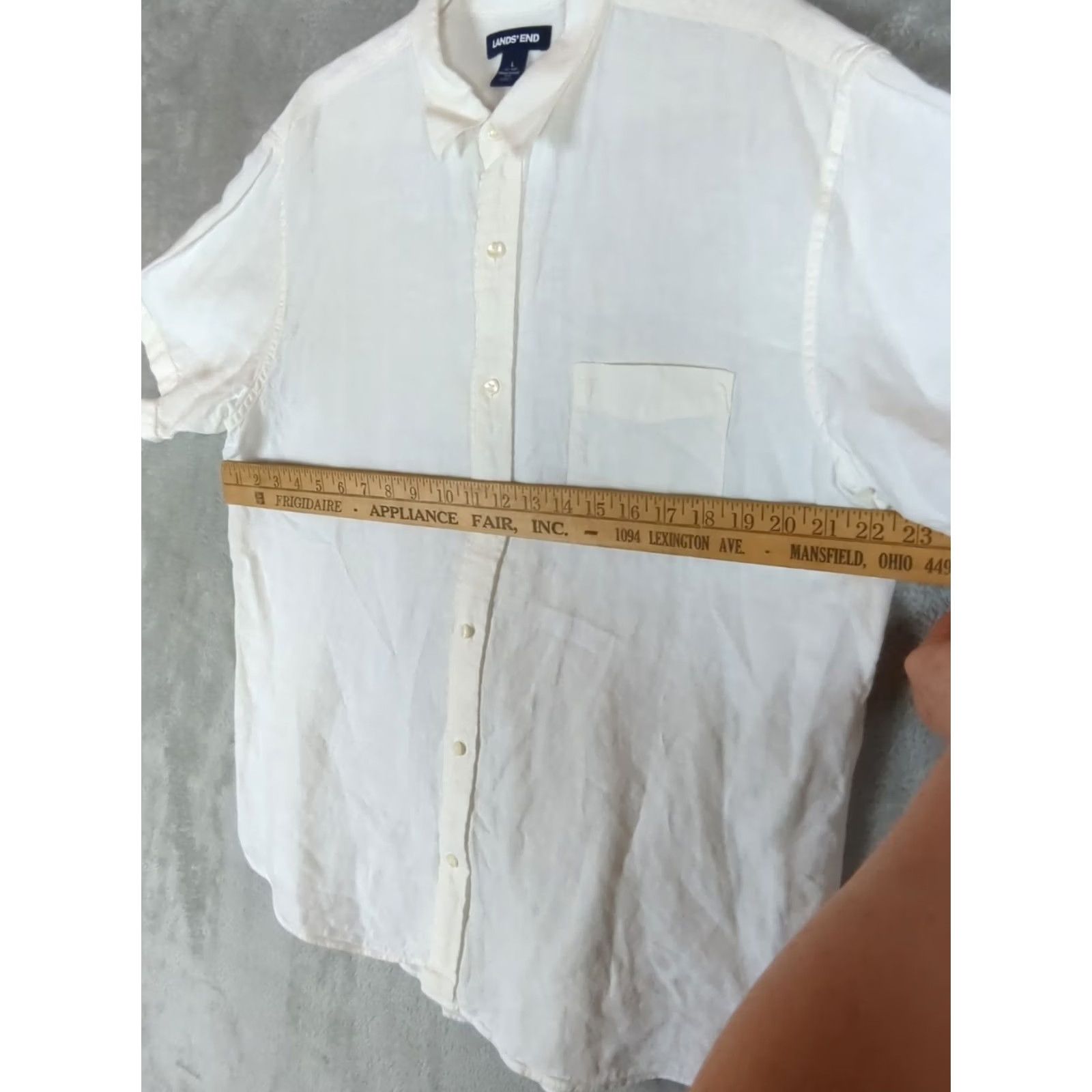 Lands' End Lands' End White Linen Shirt Mens Regular Fit Short Sleeve Spread Collar Button-Up Casual Beachy Classic Size US L / EU 52-54 / 3 - 7 Thumbnail