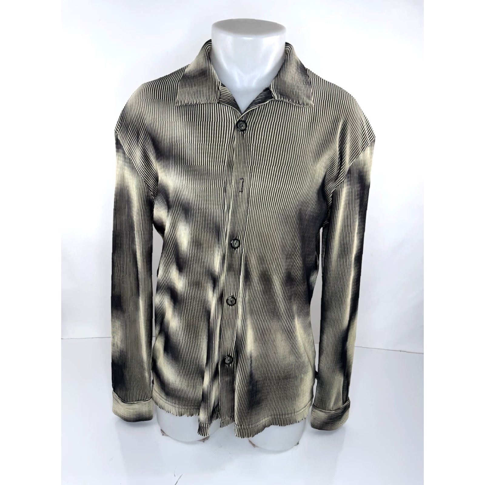 Vintage YMLA Vintage 1990s Ribbed Shiny Clubbing Club Rave Positano Style M Shirt Mens Size US M / EU 48-50 / 2 - 2 Thumbnail