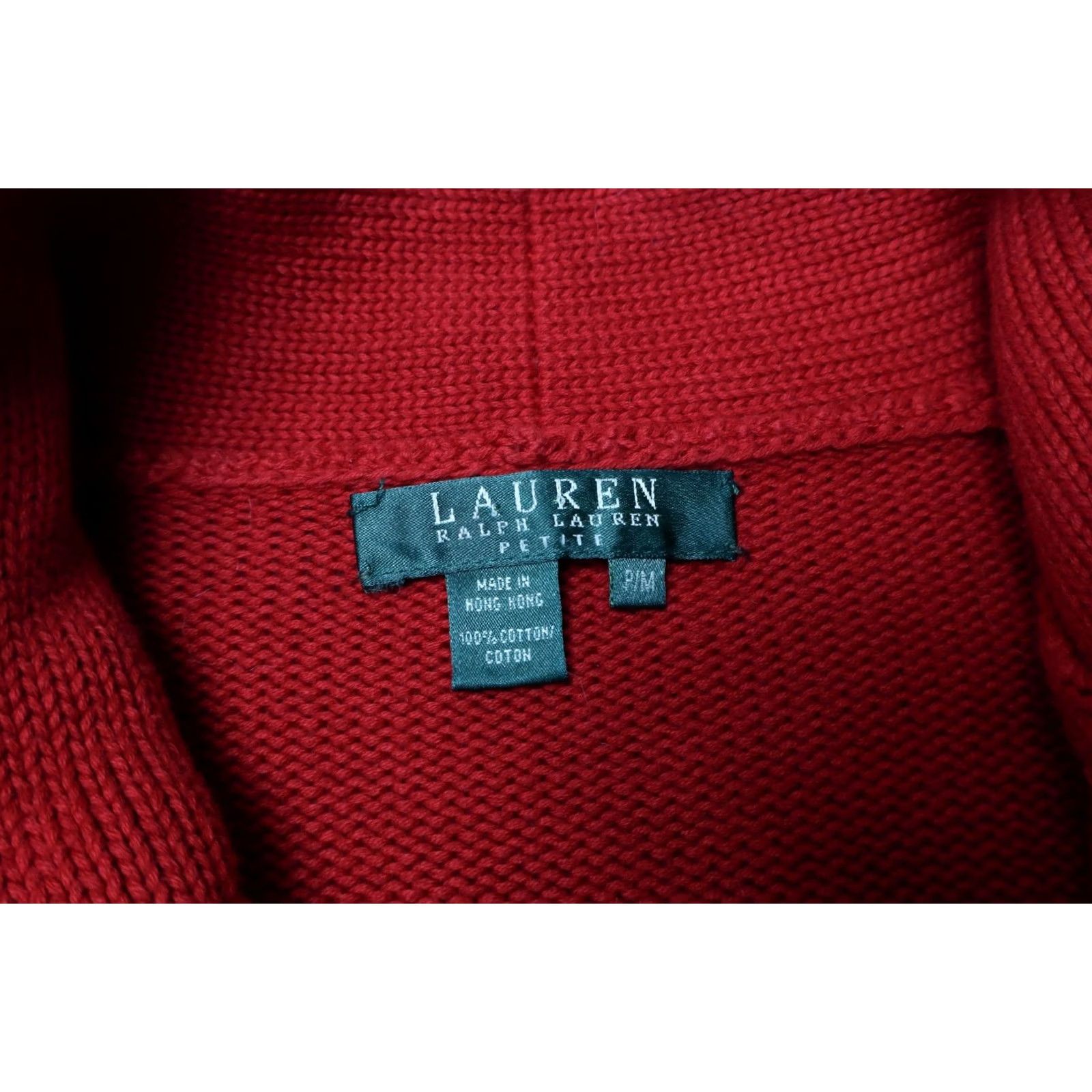 Ralph Lauren RALPH LAUREN Lauren Jumper Women's MEDIUM Red Rib Knitted Button Pure Cotton Size M / US 6-8 / IT 42-44 - 7 Thumbnail