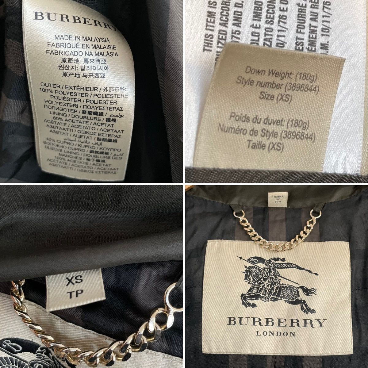 Burberry × Designer Burberry London Women’s down jacket coat size Small Size XS / US 0-2 / IT 36-38 - 11 Thumbnail