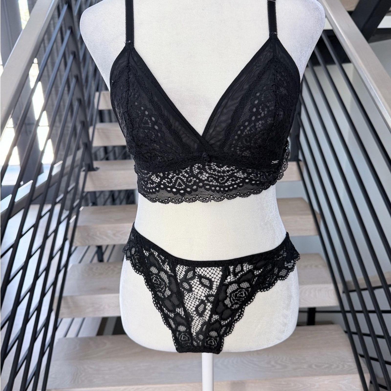Other Black Lace Bralette & Panties Matching Set S Size ONE SIZE - 1 Thumbnail