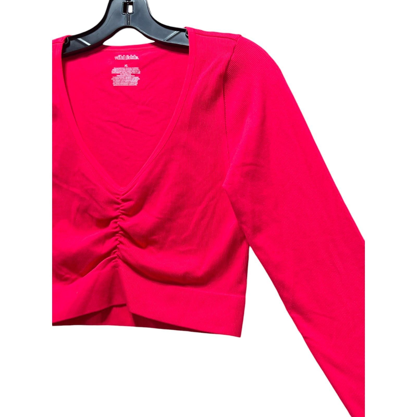 Other Wild Fable - Women's Long Sleeve V-Neck Front Cinch Crop Top Size XL / US 12-14 / IT 48-50 - 12 Thumbnail