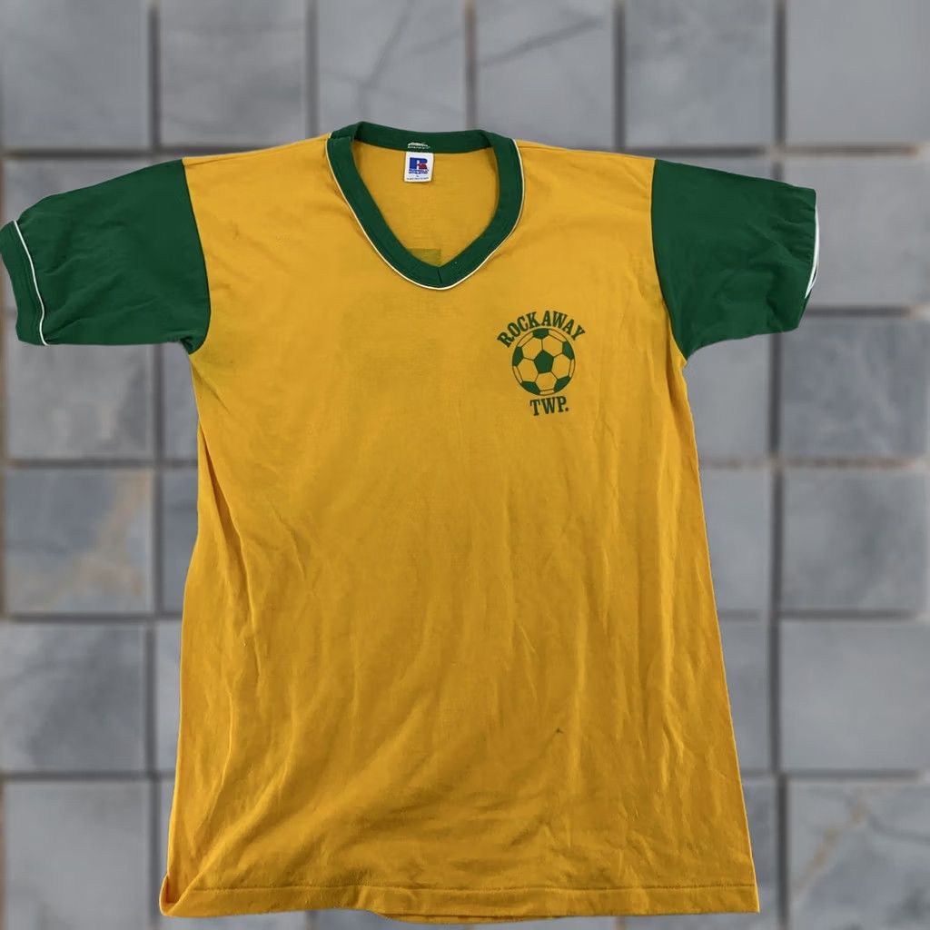 Vintage VINTAGE Rockaway New Jersey RInger Shirt Mens M Yellow Soccer Russell Jersey 80s T-Shirt Short Sleeve Graphic Print Size US M / EU 48-50 / 2 - 1 Thumbnail