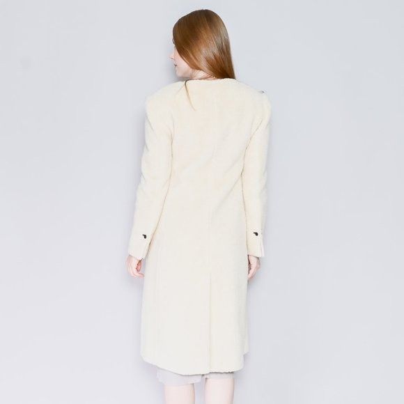 Other GIA STUDIOS Ivory Cream Collarless Sherpa Coat Small Size S / US 4 / IT 40 - 4 Thumbnail