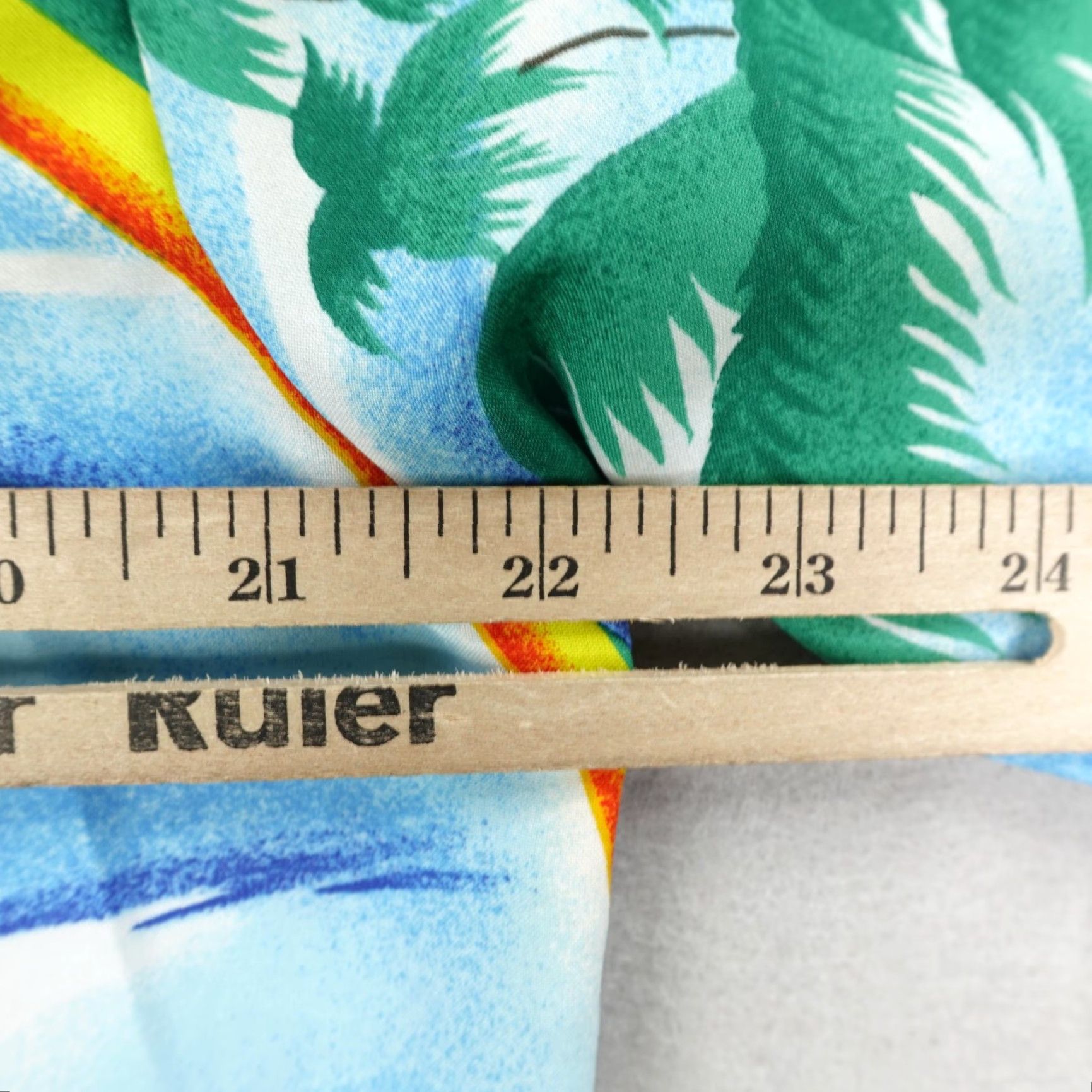Vintage Maluna Hawaii Shirt Mens Medium Blue Floral Hawaiian Aloha Rainbows Camp