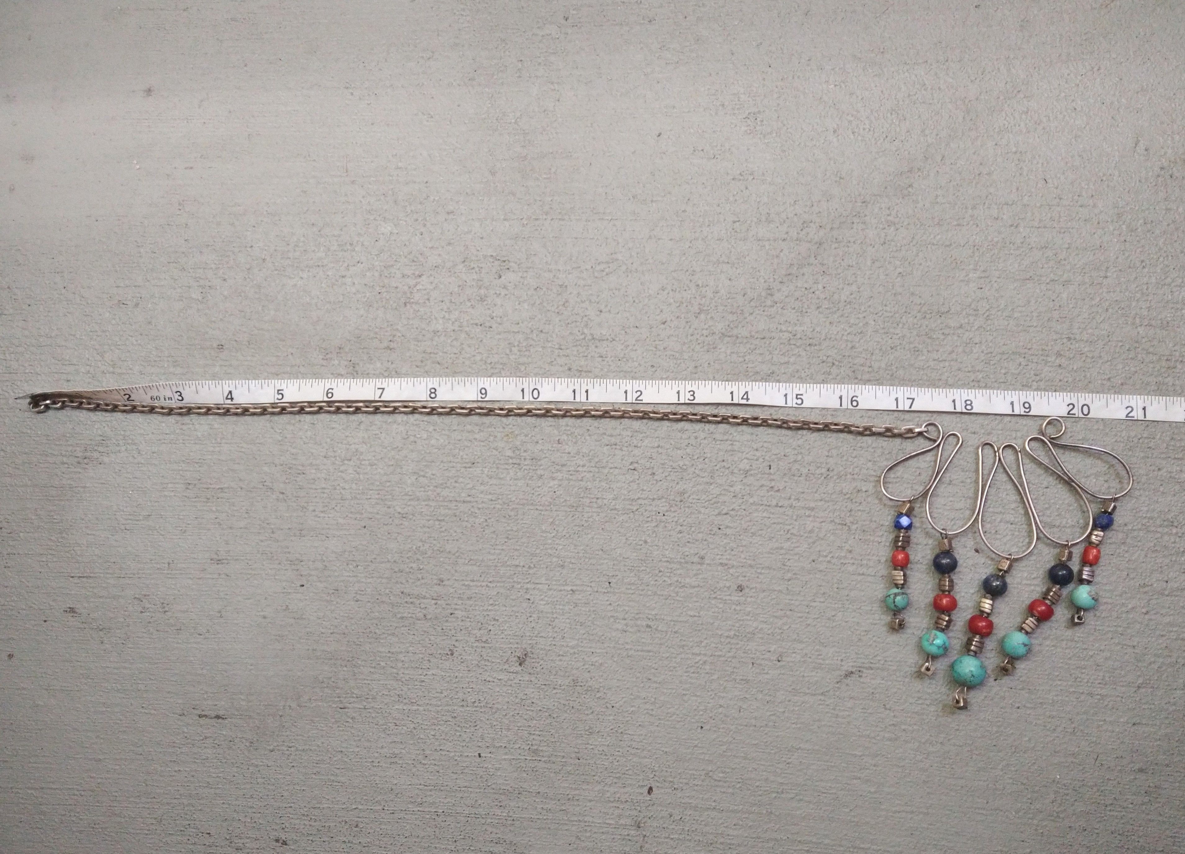 Jewelry × Vintage Sterling Silver Necklace Turquoise Lapis Lazuli Coral Native Size ONE SIZE - 12 Thumbnail