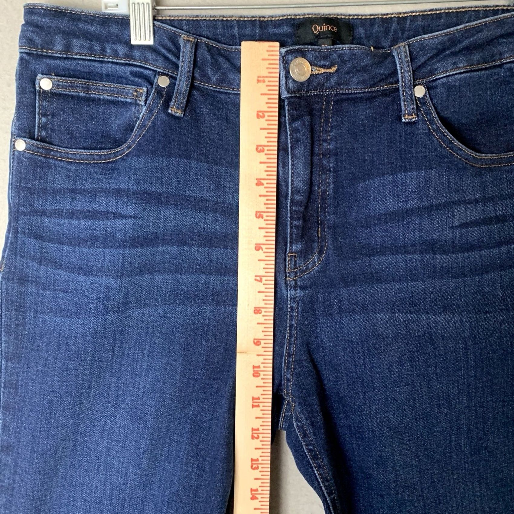 Quince Quince Jeans Women 32 Slim Straight Dark Wash Blue Denim Stretch Regular Size 24" / US 00 / IT 34 - 7 Thumbnail