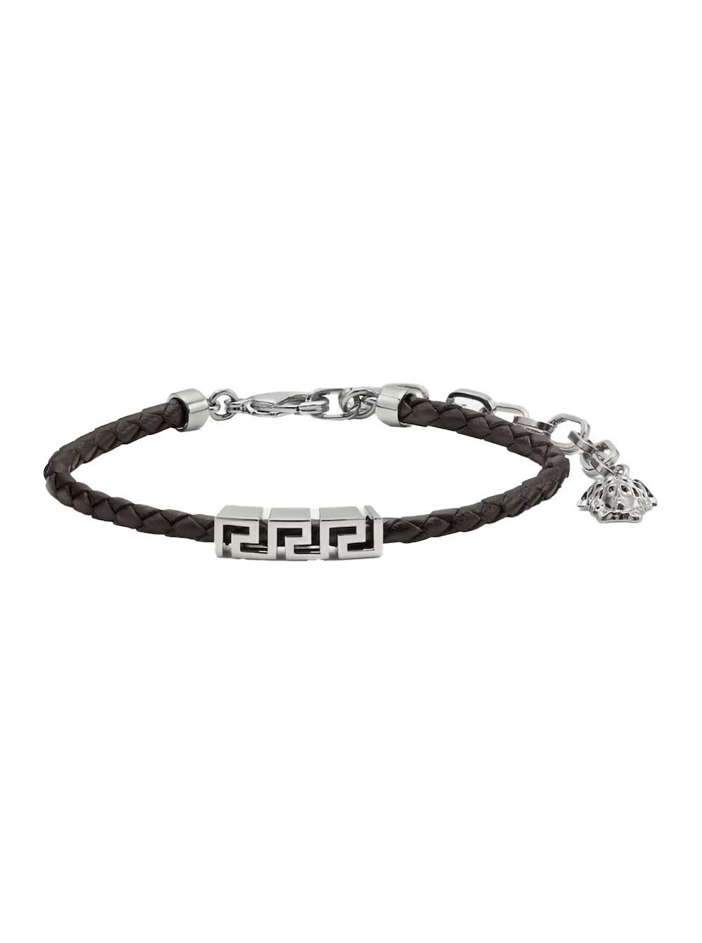 Versace Black Bracelet with Metal Plate and Pendant Detail in Leather for Men Size ONE SIZE - 1 Thumbnail