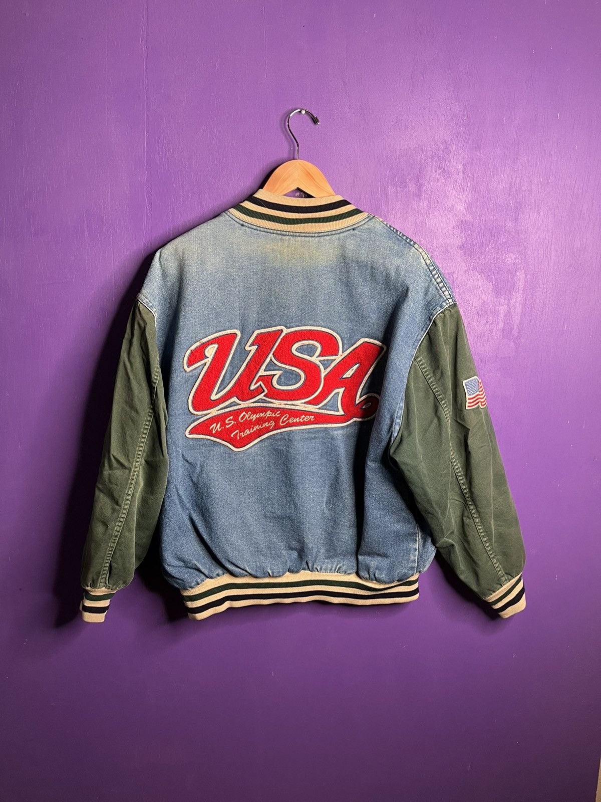 USA Olympics × Vintage Vintage 90s Olympics training center denim jacket Size US L / EU 52-54 / 3 - 2 Thumbnail