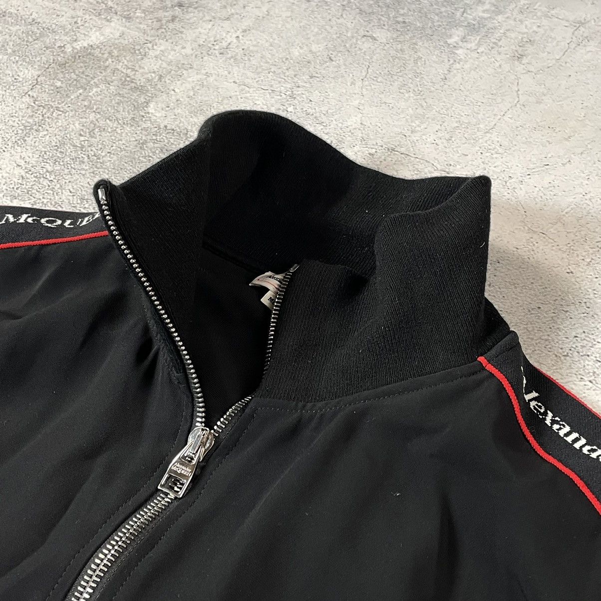 Alexander McQueen Alexander McQueen Black Tape Crepe Logo Track Jacket Size US XL / EU 56 / 4 - 8 Thumbnail