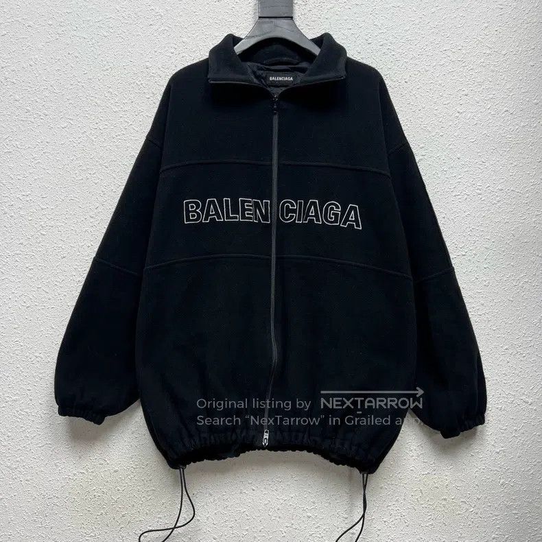 Balenciaga Balenciaga Logo Slogan Thick Wool Cotton Fleece Zipper Jac Size US S / EU 44-46 / 1 - 1 Thumbnail