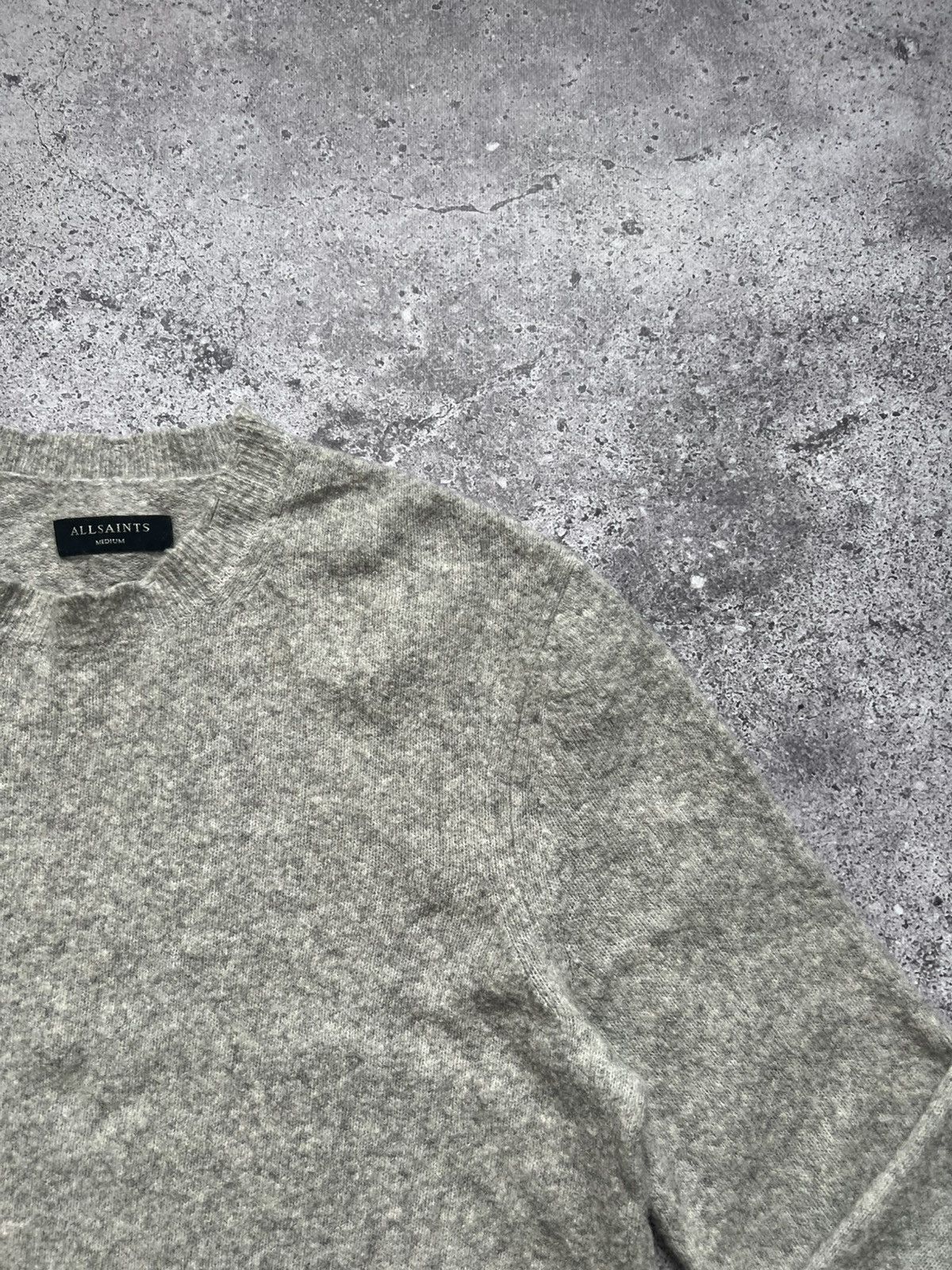 Allsaints AllSaints Wool Distressed Sweater Gray Medium Men's Size US M / EU 48-50 / 2 - 6 Thumbnail