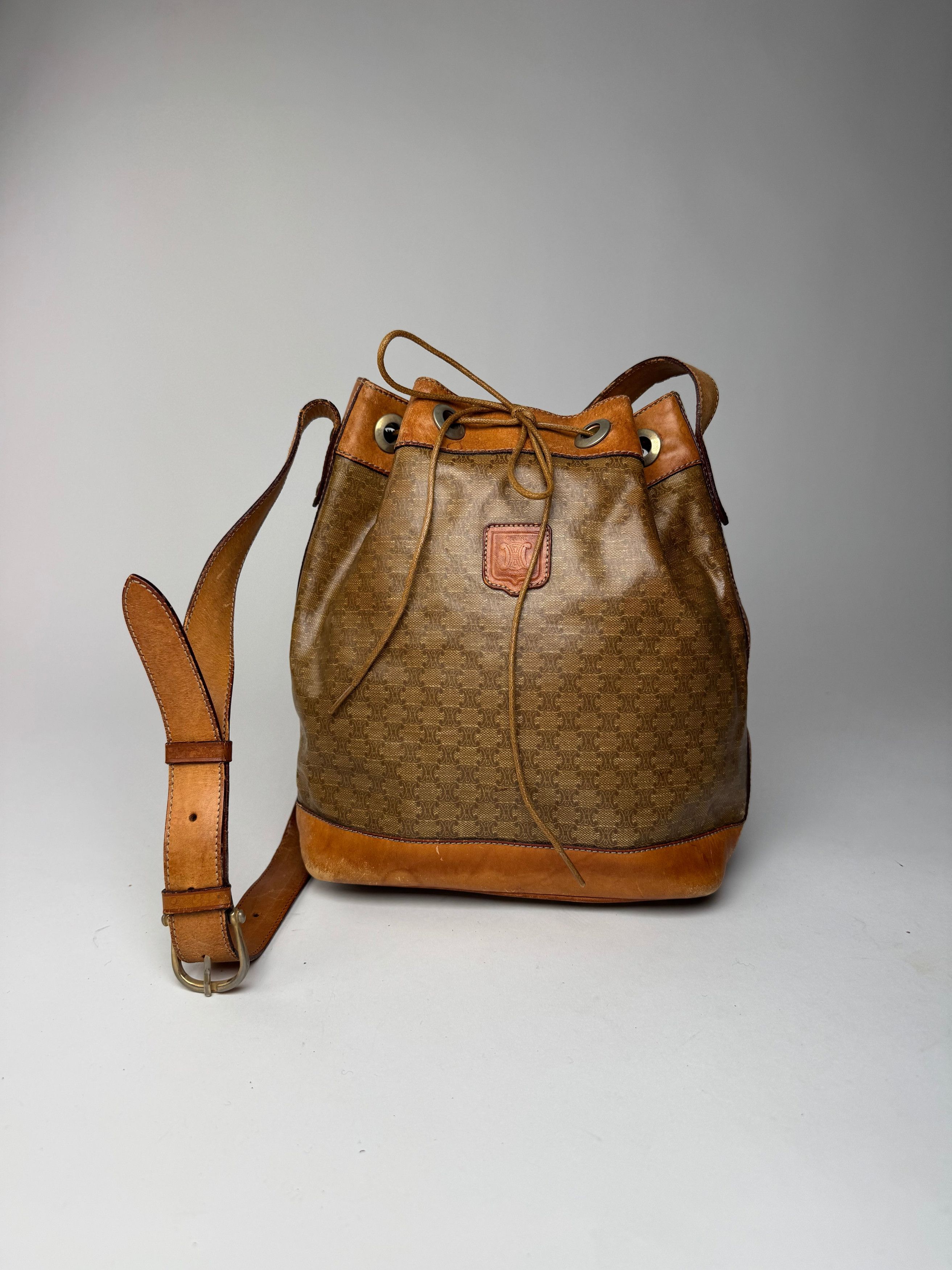 Celine Vintage Monogram SAC Seau Patent Leather Bucket Bag Brown Size ONE SIZE - 1 Thumbnail