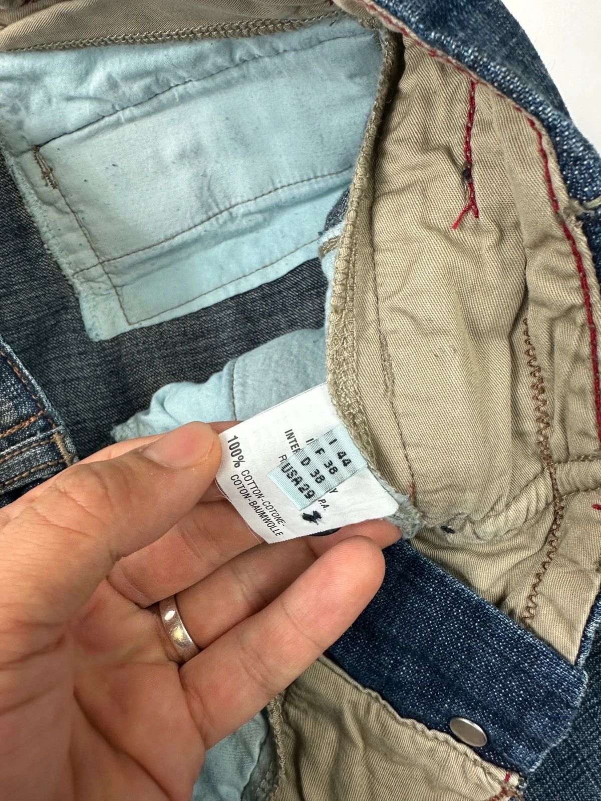 Marithe + Francois Girbaud Marithé + François Girbaud 00’s Navy Wash Flared Denim Pants Size 27" / US 4 / IT 40 - 7 Thumbnail