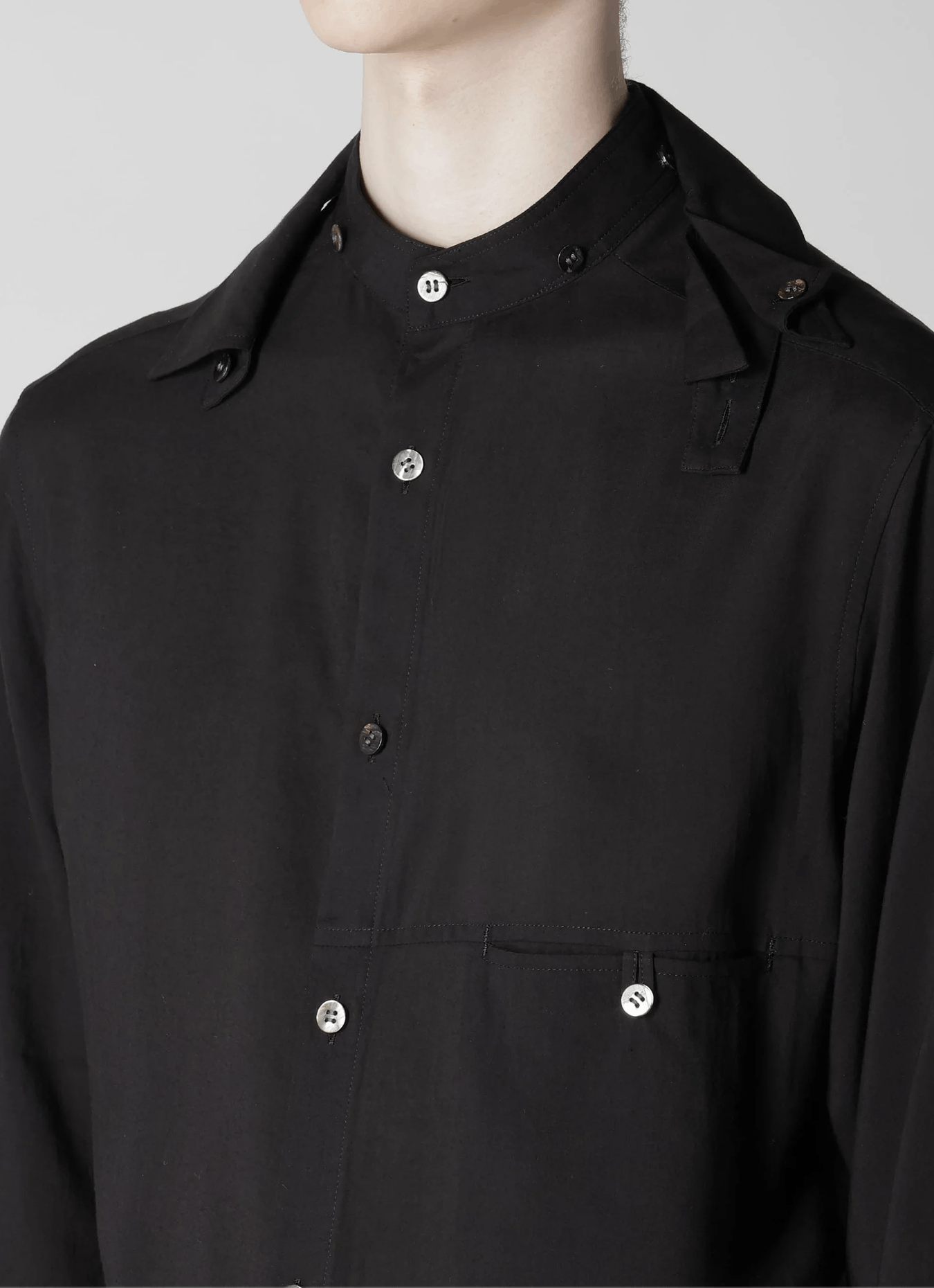 Yohji Yamamoto Yohji Yamamoto Pour Homme - CELLULOSE SPARE COLLAR BLOUSE Size US M / EU 48-50 / 2 - 6 Thumbnail