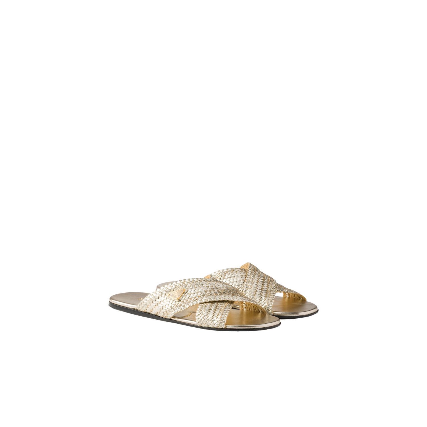Prada PRADA $1270 Pyrite Crisscross Slides New & Authentic (Women' Size US 8 / IT 38 - 1 Thumbnail