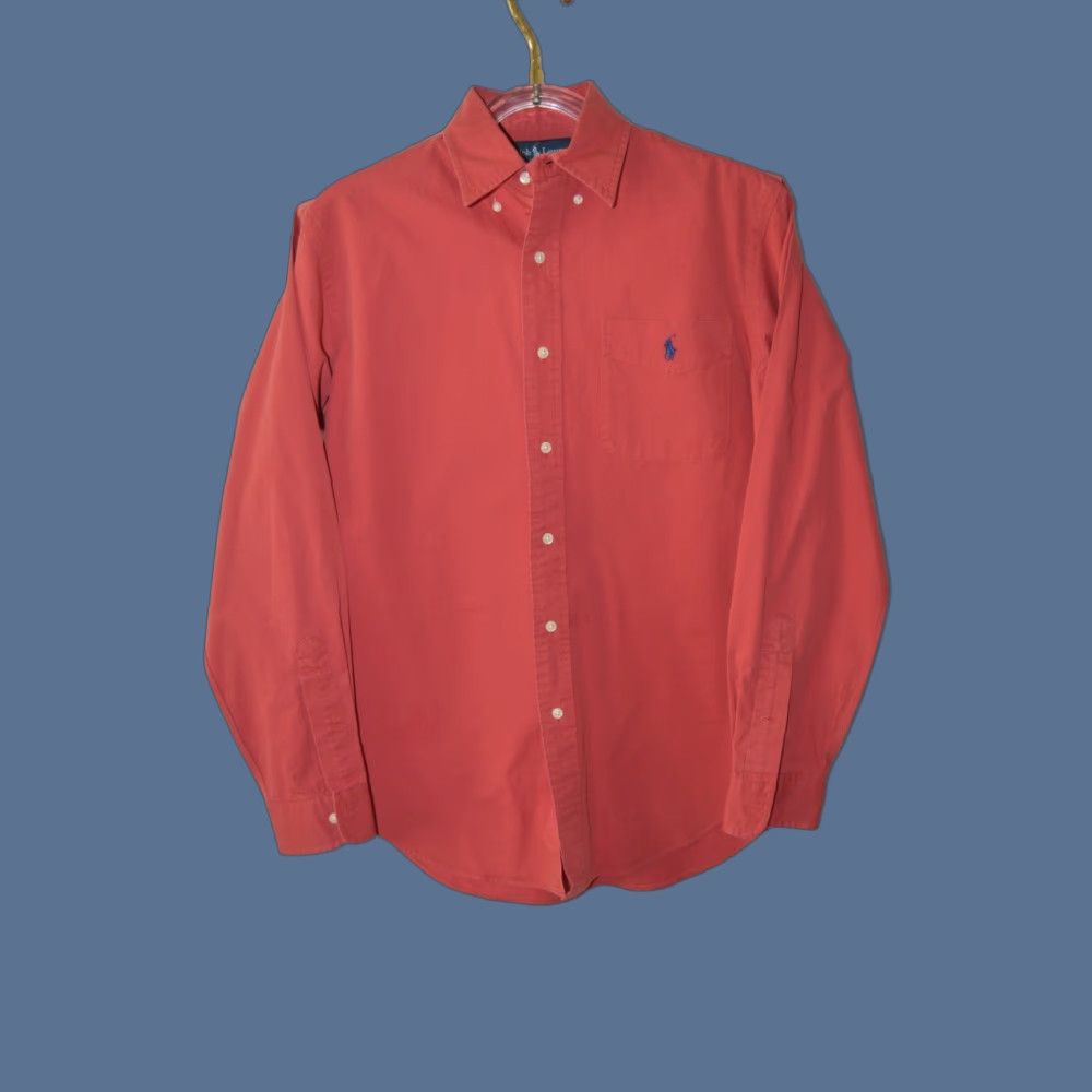 Polo Ralph Lauren VINTAGE Polo Ralph Lauren Shirt Mens L/S Classic Fit Button-Up Pink Cotton Pocket Embroidered Pony Cotton Pocket Solid Size M Size US M / EU 48-50 / 2 - 1 Thumbnail