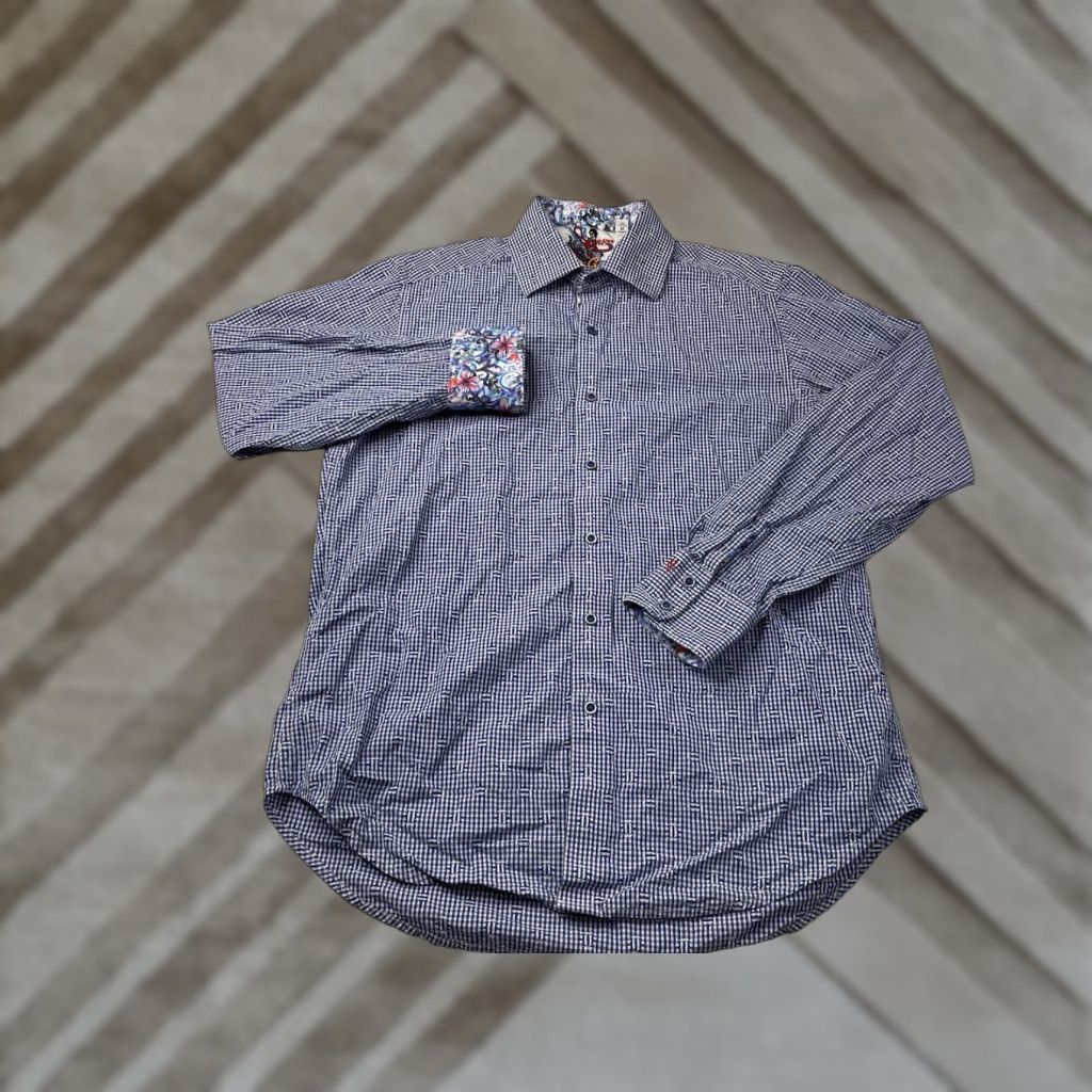 Robert Graham Robert Graham Button-Up Shirt Men Long Sleeve Floral Cotton Blue M Size Medium Pattern Floral Check Colorful Size US M / EU 48-50 / 2 - 1 Thumbnail