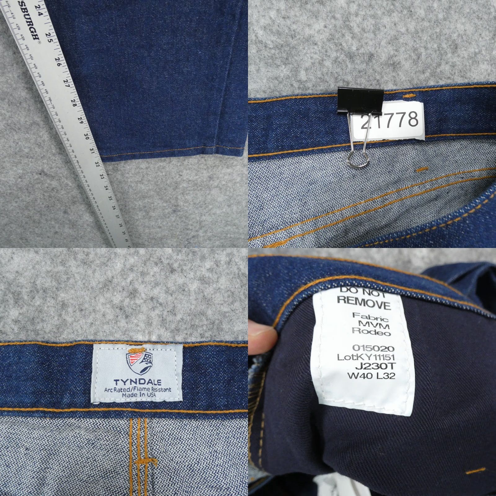Tyndale Jeans Mens 40x32 Bootcut Fire Resistant Dark Wash NWT Denim 5-Pocket Logo