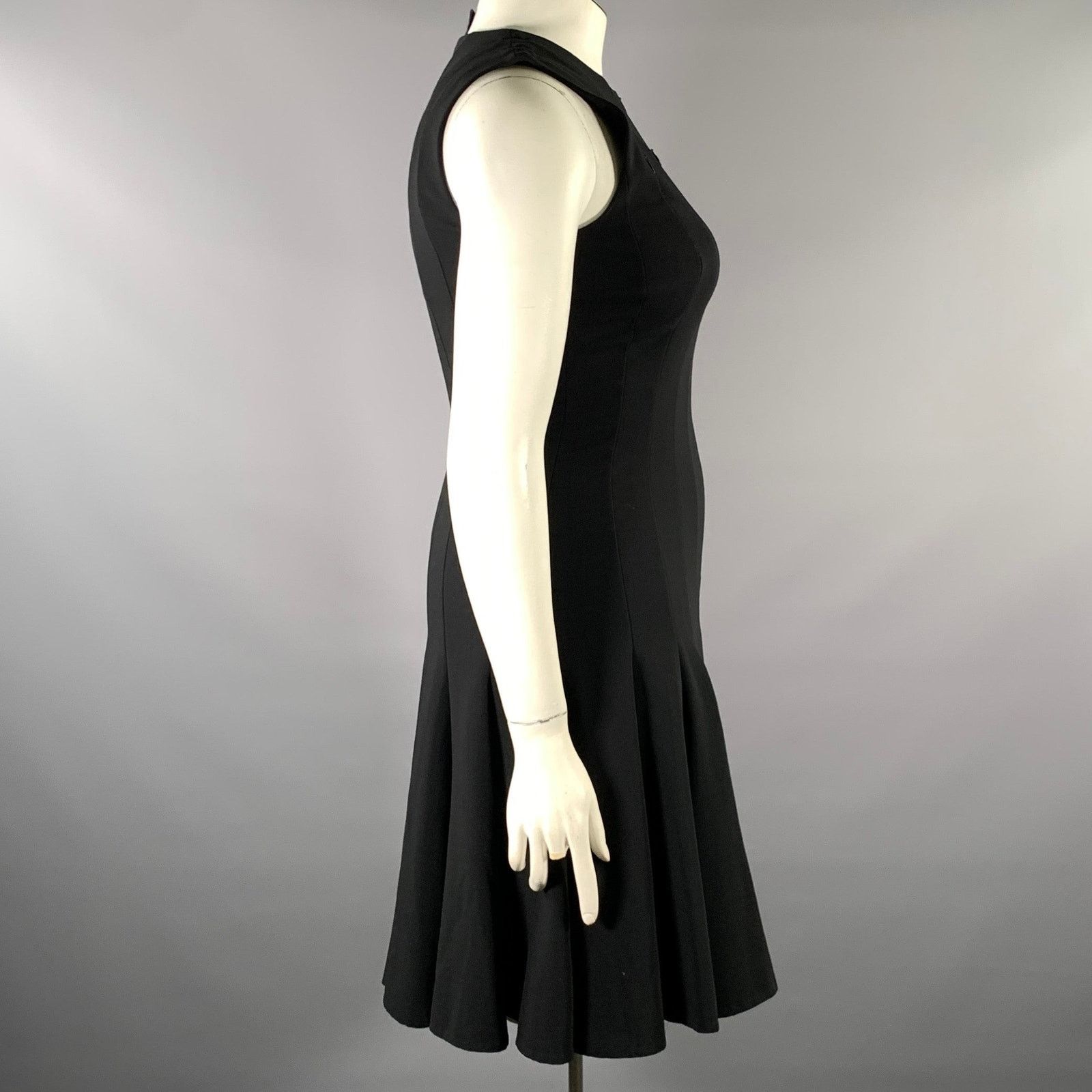 Akris AKRIS Size 8 Black Wool A-Line Knee-Length Cocktail Dress Size M / US 6-8 / IT 42-44 - 3 Thumbnail