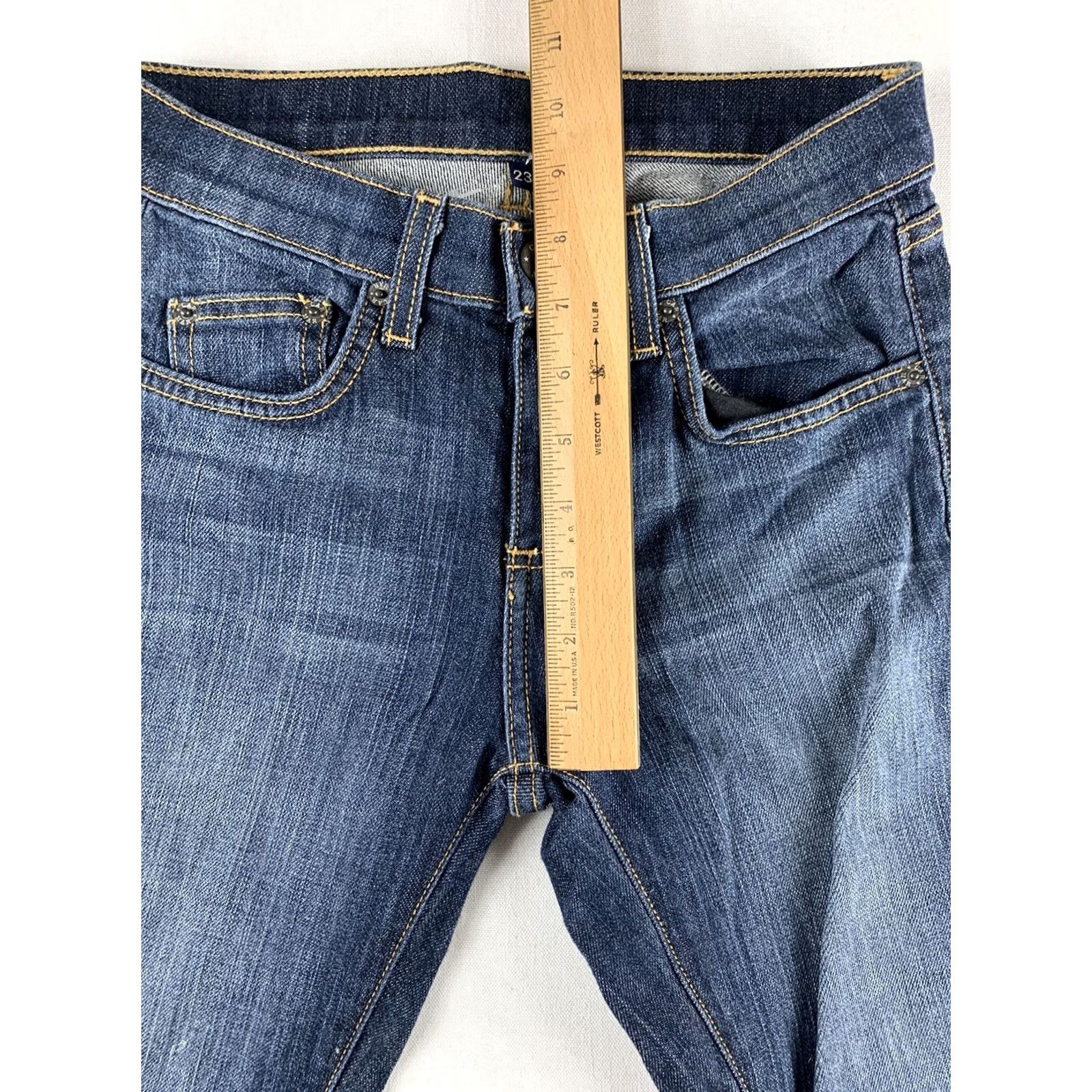 Vintage CARMAR BLUE Skinny Jeans size 23 ANKLE CUT OFF 26X26 Floral Embroidered Size 40" / US 18 - 5 Thumbnail
