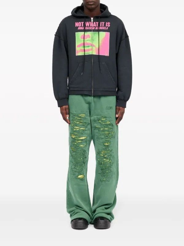 Maison Margiela Maison Margiela MM6 "NOT WHAT IT IS" Thrashed Zip Up Hoodie Size US L / EU 52-54 / 3 - 10 Thumbnail