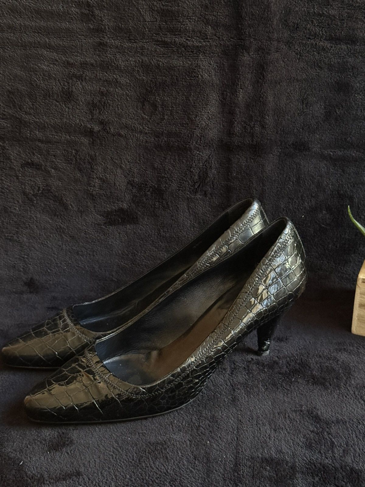 Prada Prada Croc-Effect Heels – Black – Timeless Sophistication Size US 10 / IT 40 - 1 Thumbnail
