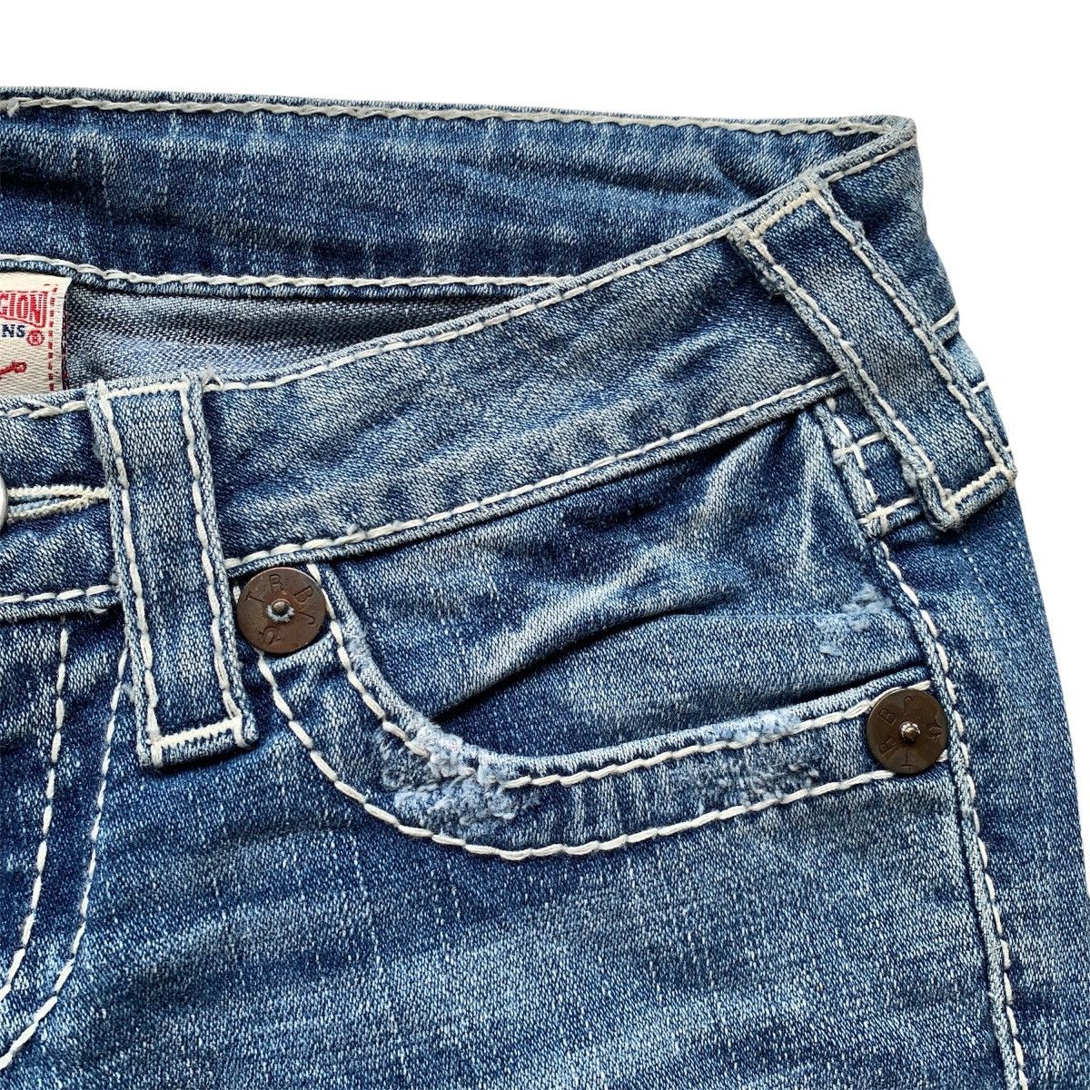True Religion 2000’s True Religion Joey Distressed Bootcut Flare Pants Size US 28 / EU 44 - 10 Thumbnail