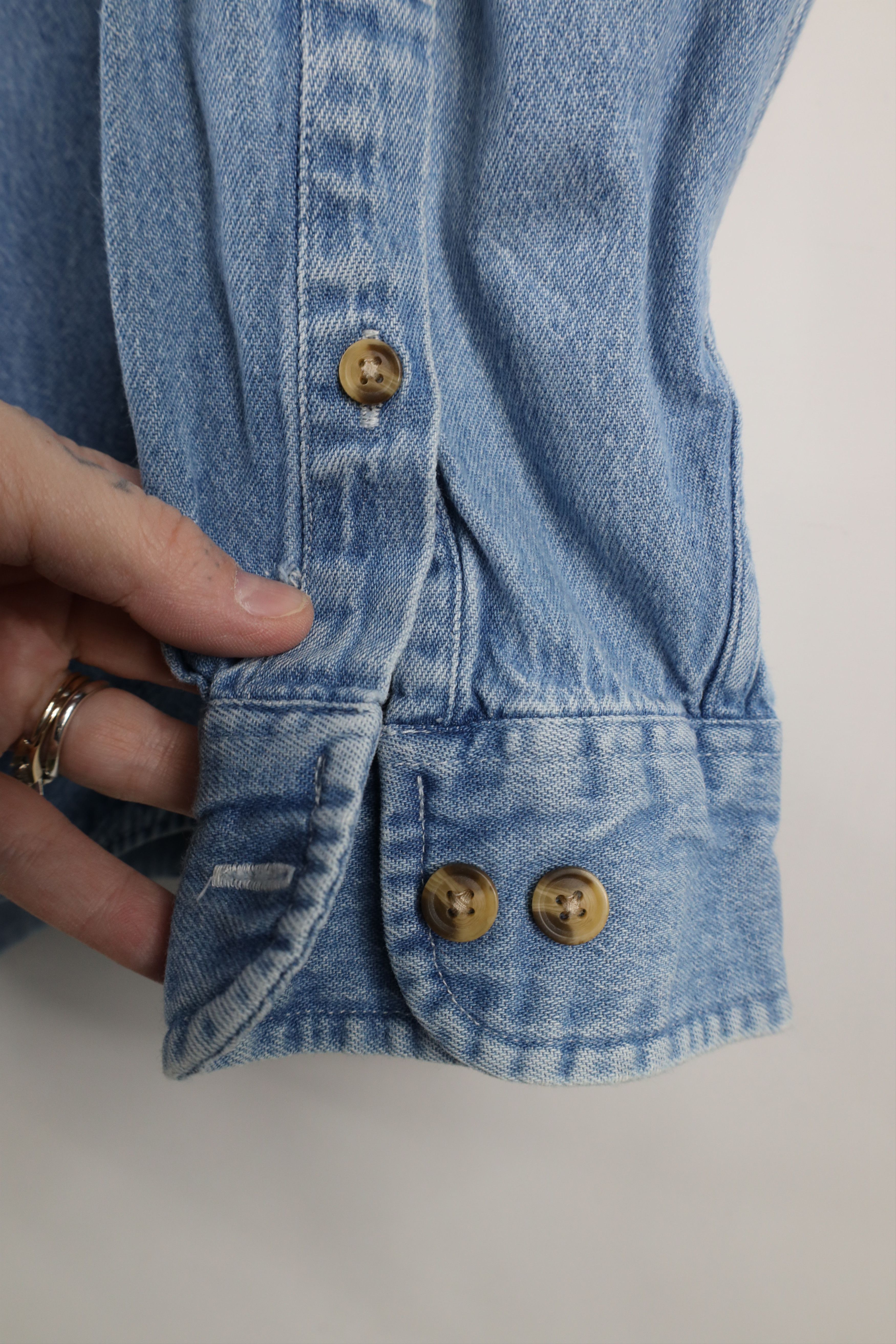 Vintage Vintage 90s Streetwear Jean Button Down Shirt Blue Indigo Size US L / EU 52-54 / 3 - 6 Thumbnail