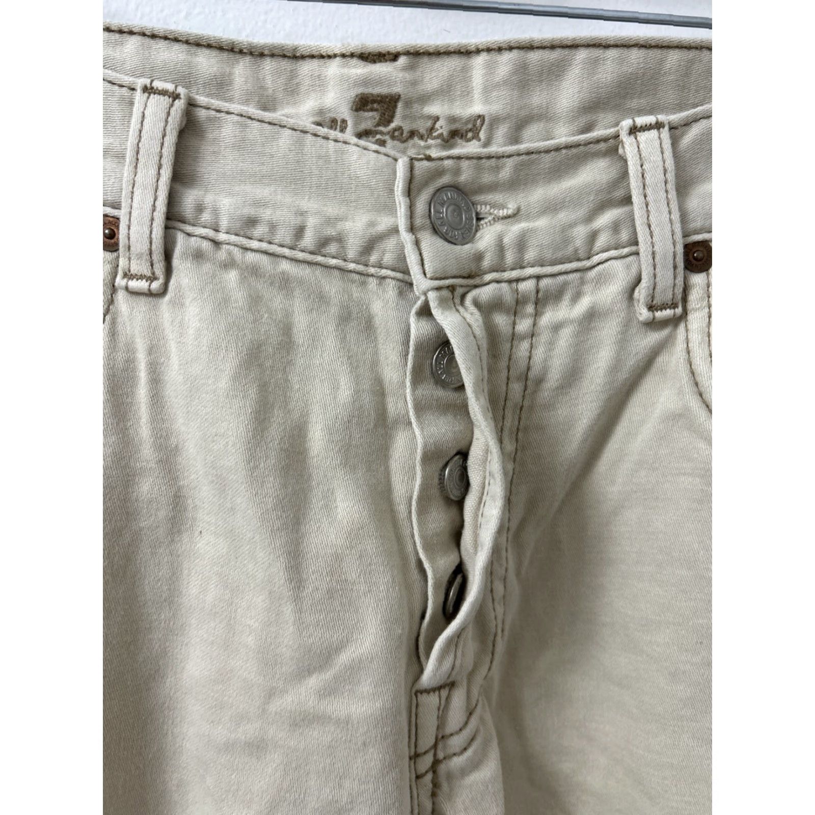 7 For All Mankind VINTAGE 7 For All Mankind Jeans Mens 30x27 Beige MADE IN USA Relaxed/Straight Fit 5-Pocket Denim Pants USA Mens Size US 30 / EU 46 - 6 Thumbnail