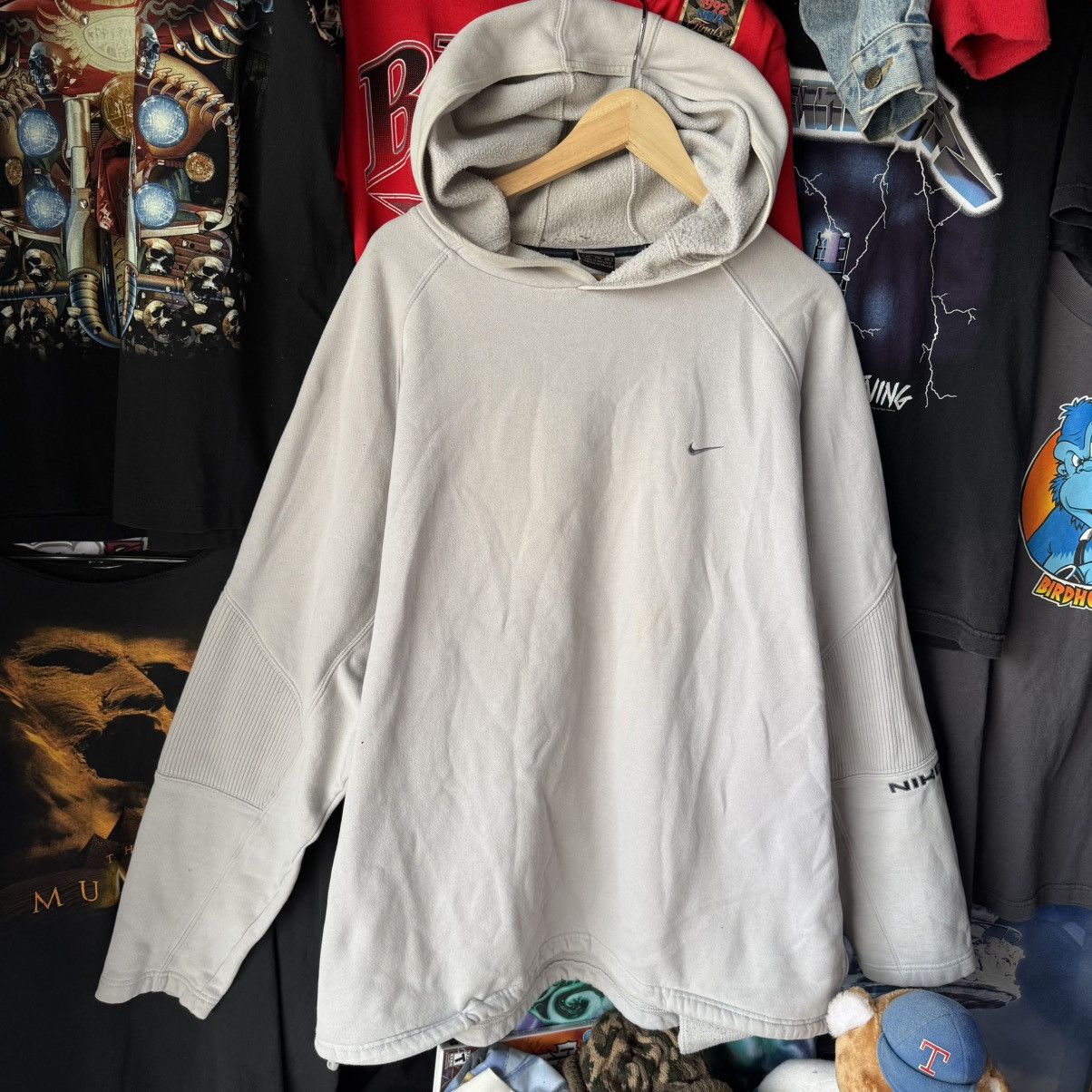 Nike × Vintage Early 2000s Nike Oversized Cream Spellout Hoodie Vintage Y2K Size US XXL / EU 58 / 5 - 5 Thumbnail