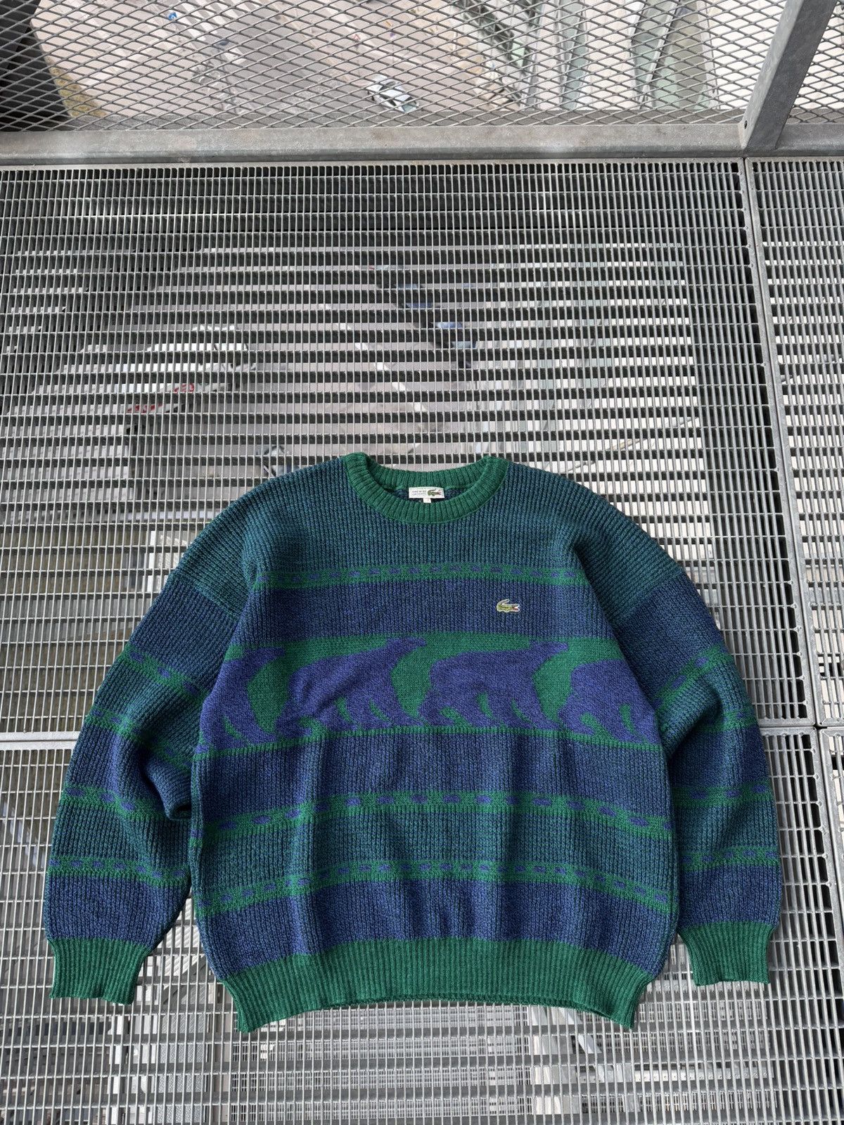 Lacoste Vintage Lacoste Bear Logo Y2K Streetwear Knitted Sweater Size US XXL / EU 58 / 5 - 3 Thumbnail