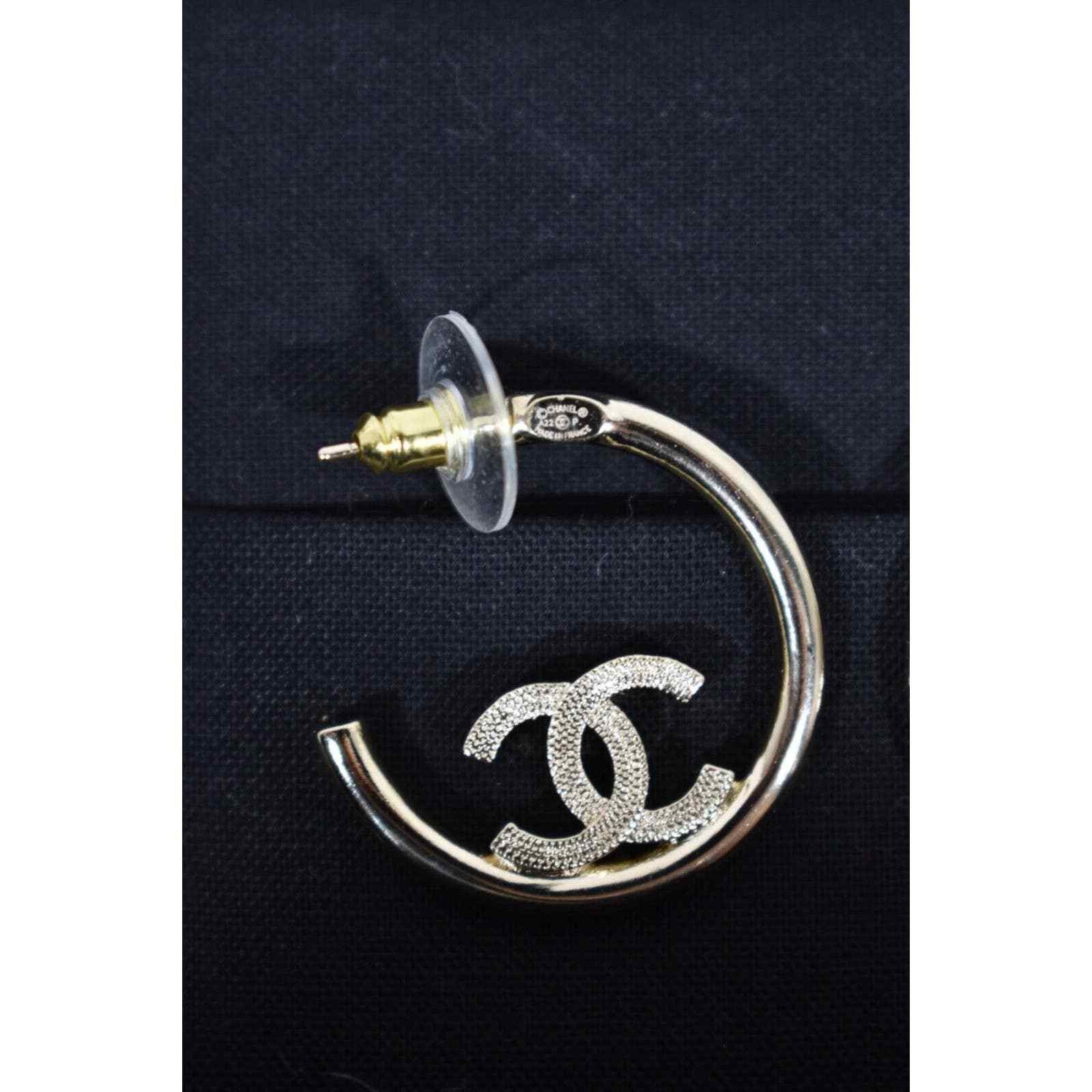 Chanel Chanel Gold Metal Dangle Drop Statement Hoop Earrings Size ONE SIZE - 10 Thumbnail