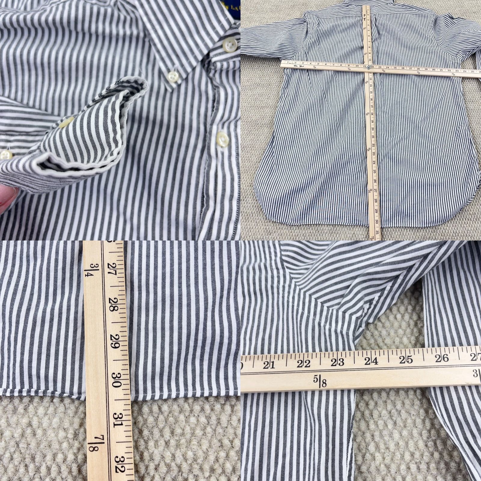 Ralph Lauren Ralph Lauren Shirt Men 17 34 Gray Button Up Oxford Cloth Striped Dress XL Purple Shirt-Men Gray Striped Button-Front Casual Dress Oxford Cloth Size 46R - 8 Thumbnail