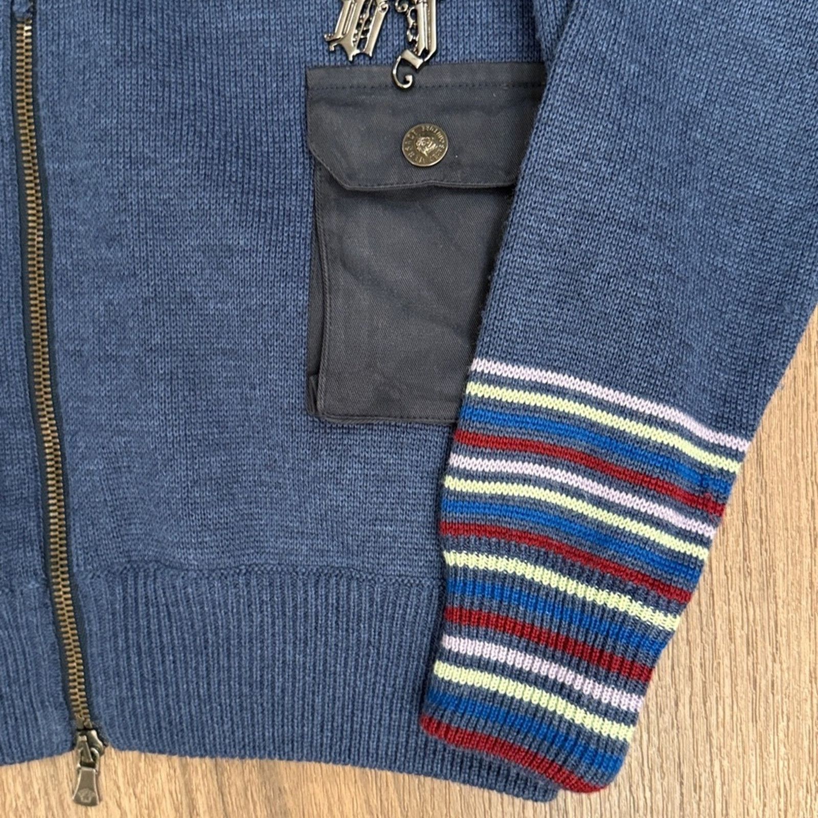 Versace Versace men’s blue zip front hooded wool blend swtr size lg Size US L / EU 52-54 / 3 - 5 Thumbnail