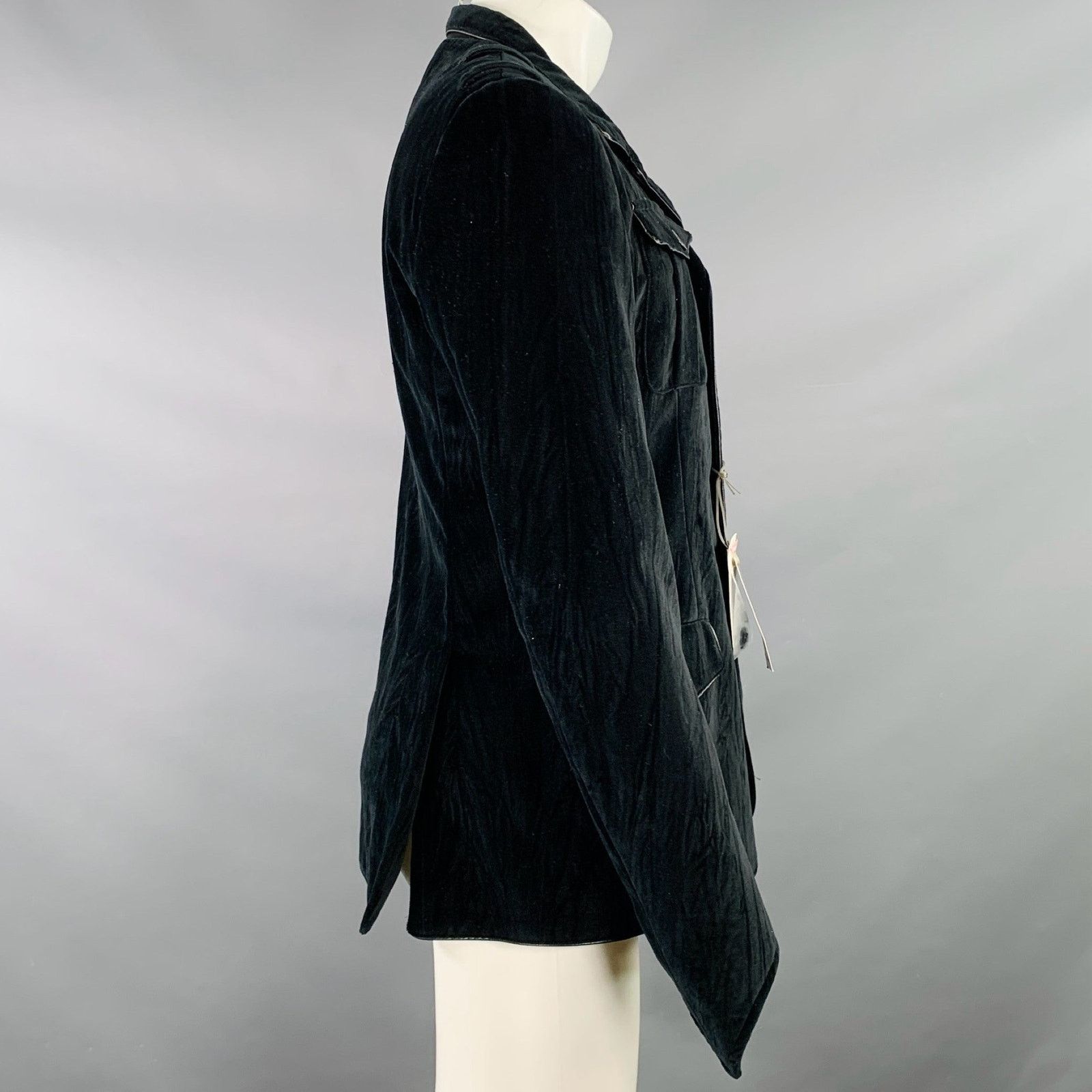 John Richmond JOHN RICHMOND Size 40 Black Cotton Velvet Snaps Jacket Size US L / EU 52-54 / 3 - 4 Thumbnail