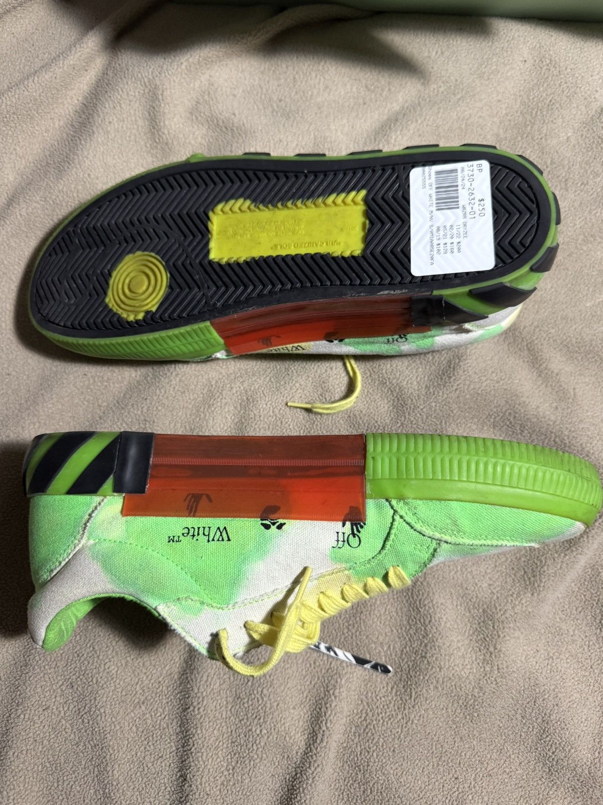 Off-White Off-White Vulcanized tie dye green and yellow Size US 10 / EU 43 - 3 Thumbnail