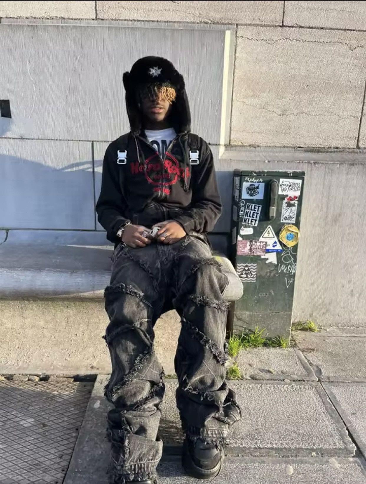Denime × Jean Y2k Clothes Harajuku Destruction Spider Web Baggy Jeans Size US 29 - 2 Thumbnail