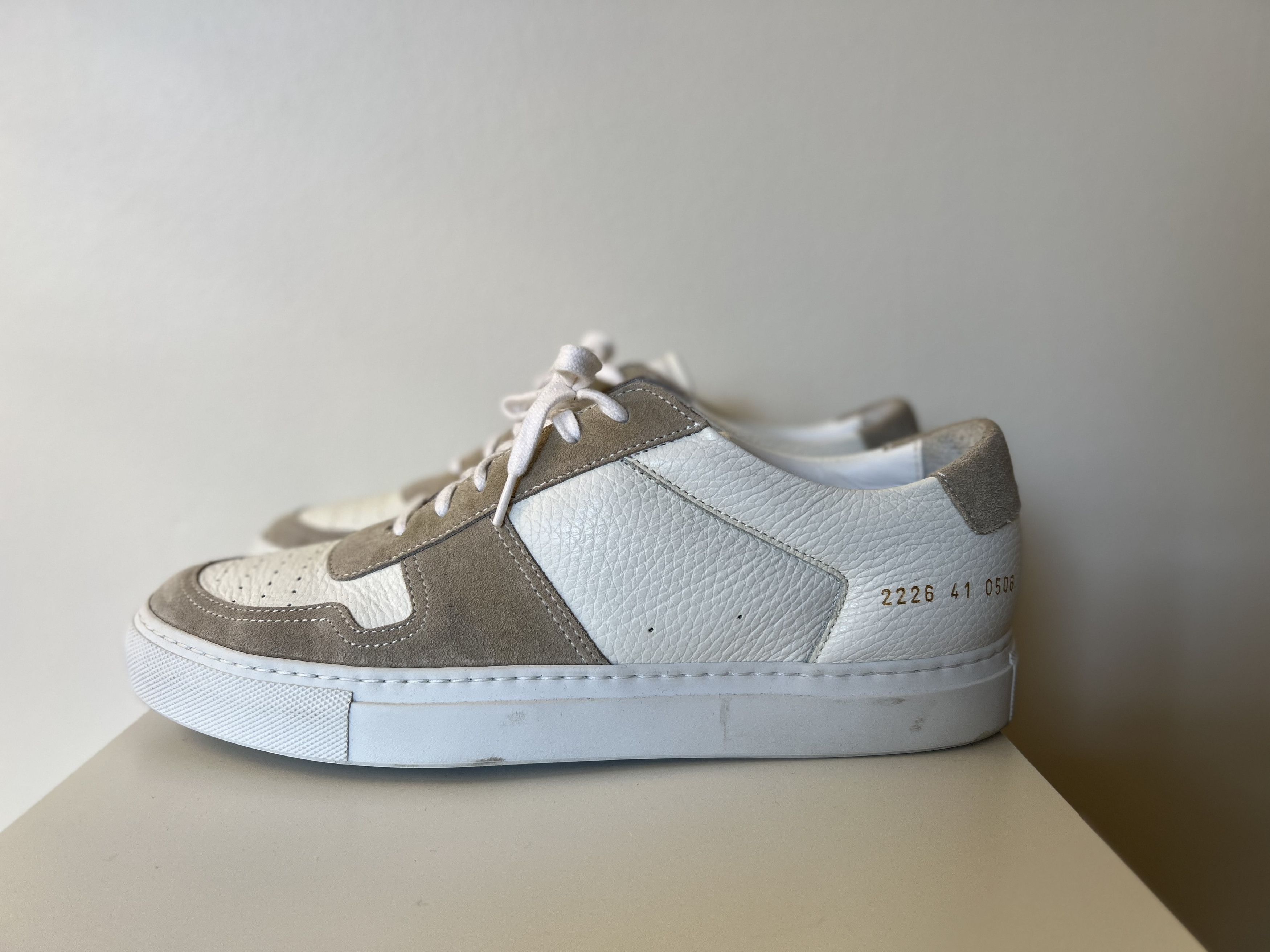 image of Common Projects Bball Low Top Shoes in Grey/White, Men's (Size 8)