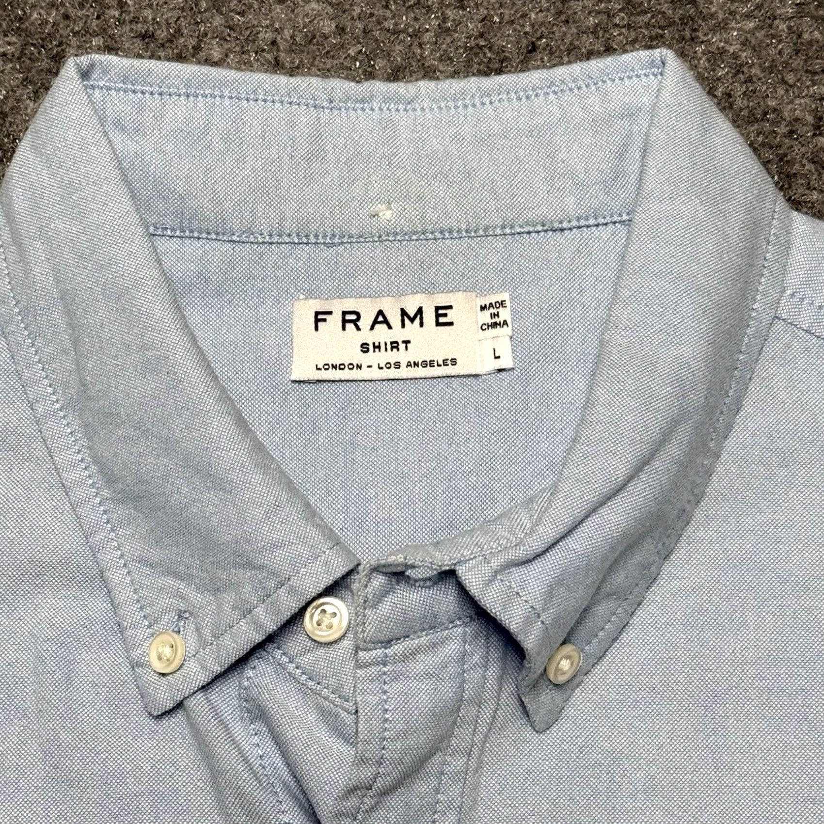 Frame FRAME Shirt Mens Large Light Blue Oxford OCBD Button Down Long Sleeve Size US L / EU 52-54 / 3 - 2 Thumbnail