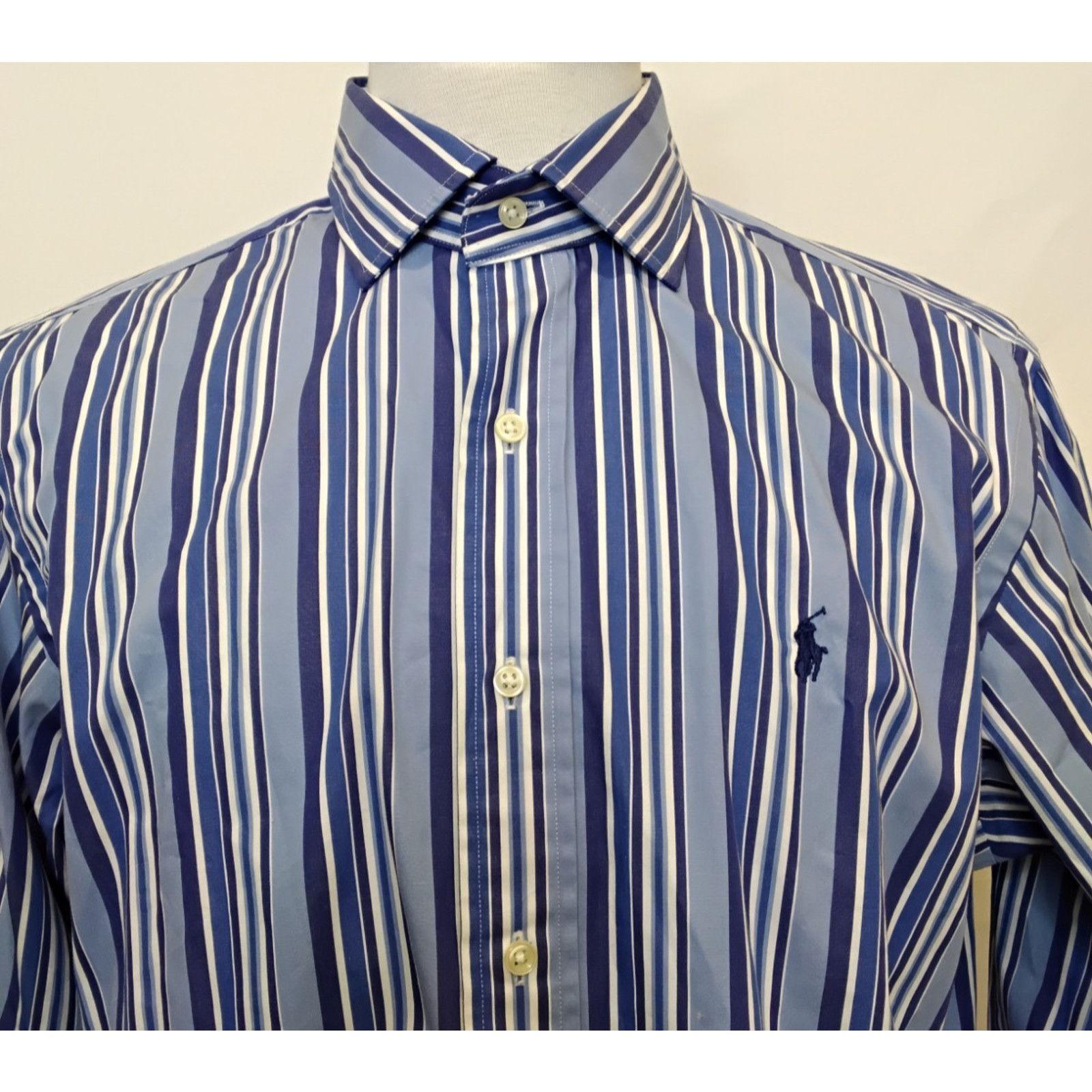 Polo Ralph Lauren Polo Ralph Lauren Dress Shirt Men L Blue Striped VTG 90s NWT Size US L / EU 52-54 / 3 - 5 Thumbnail